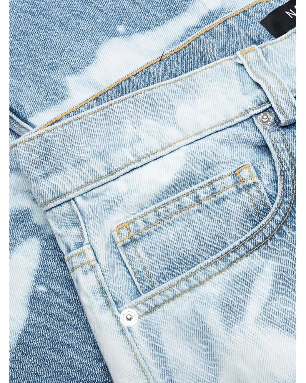 NAHMIAS Blue Bleach-Dye Five-Pocket Jeans for men