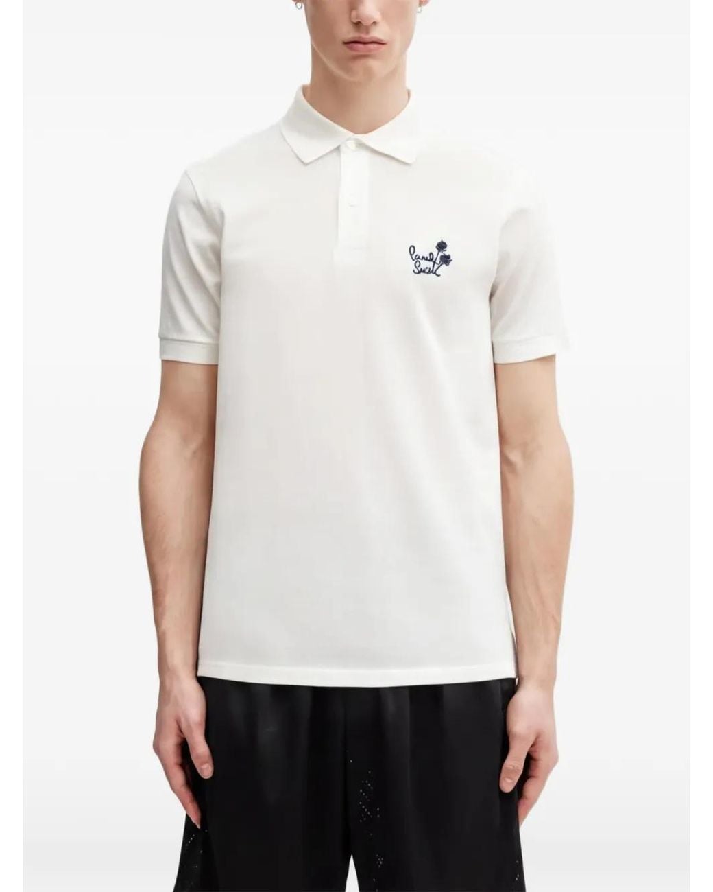 Paul Smith White Logo-Detail Short-Sleeve Polo Shirt for men