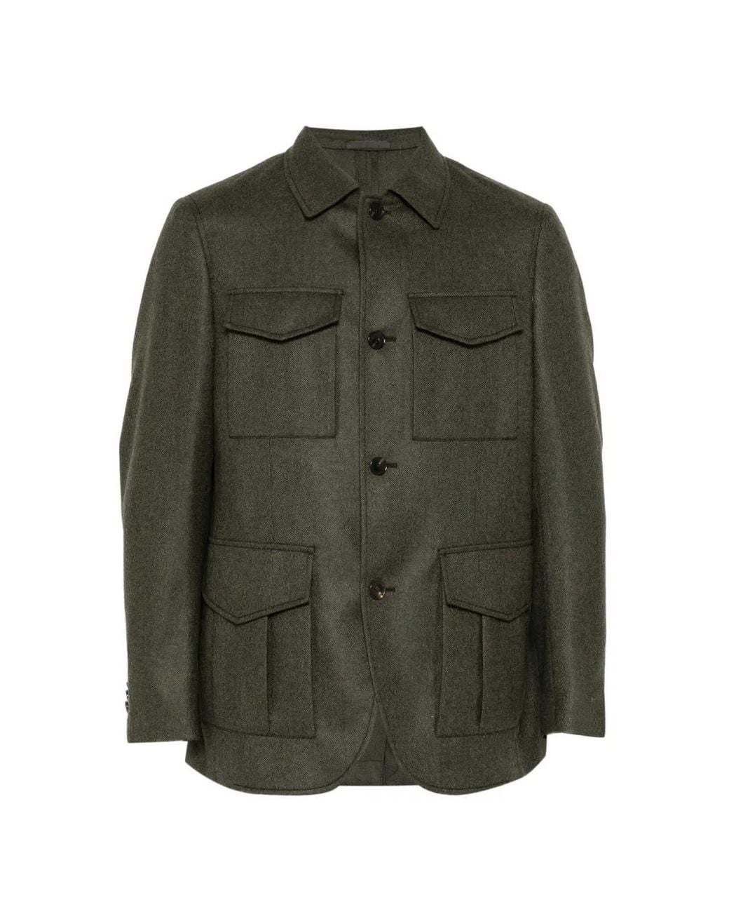 Caruso Green Flap-Pocket Jacket for men