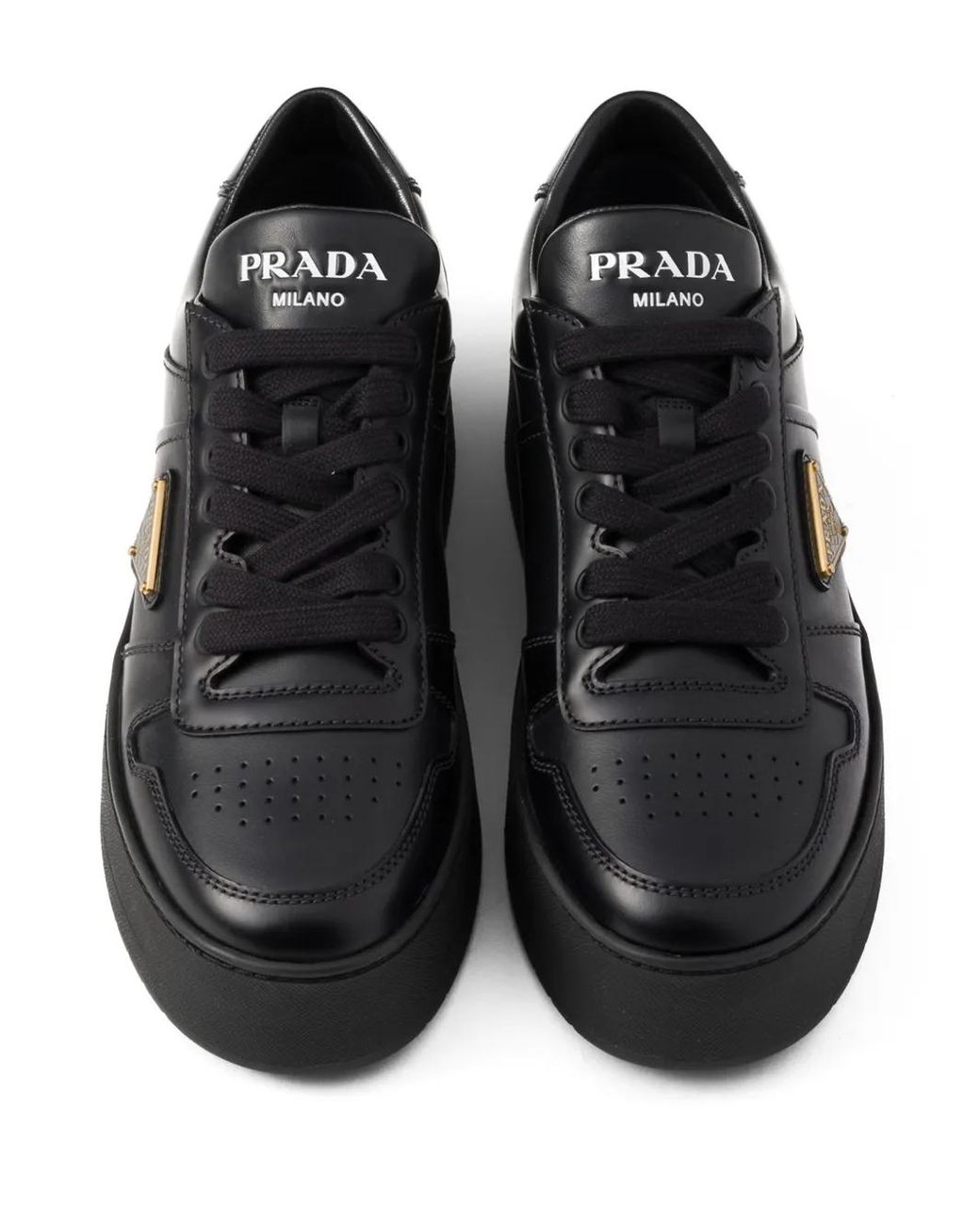 プラダ☆Downtown Bold レザースニーカー Prada Downtown Bold レザースニーカー ブラック | Lyst
