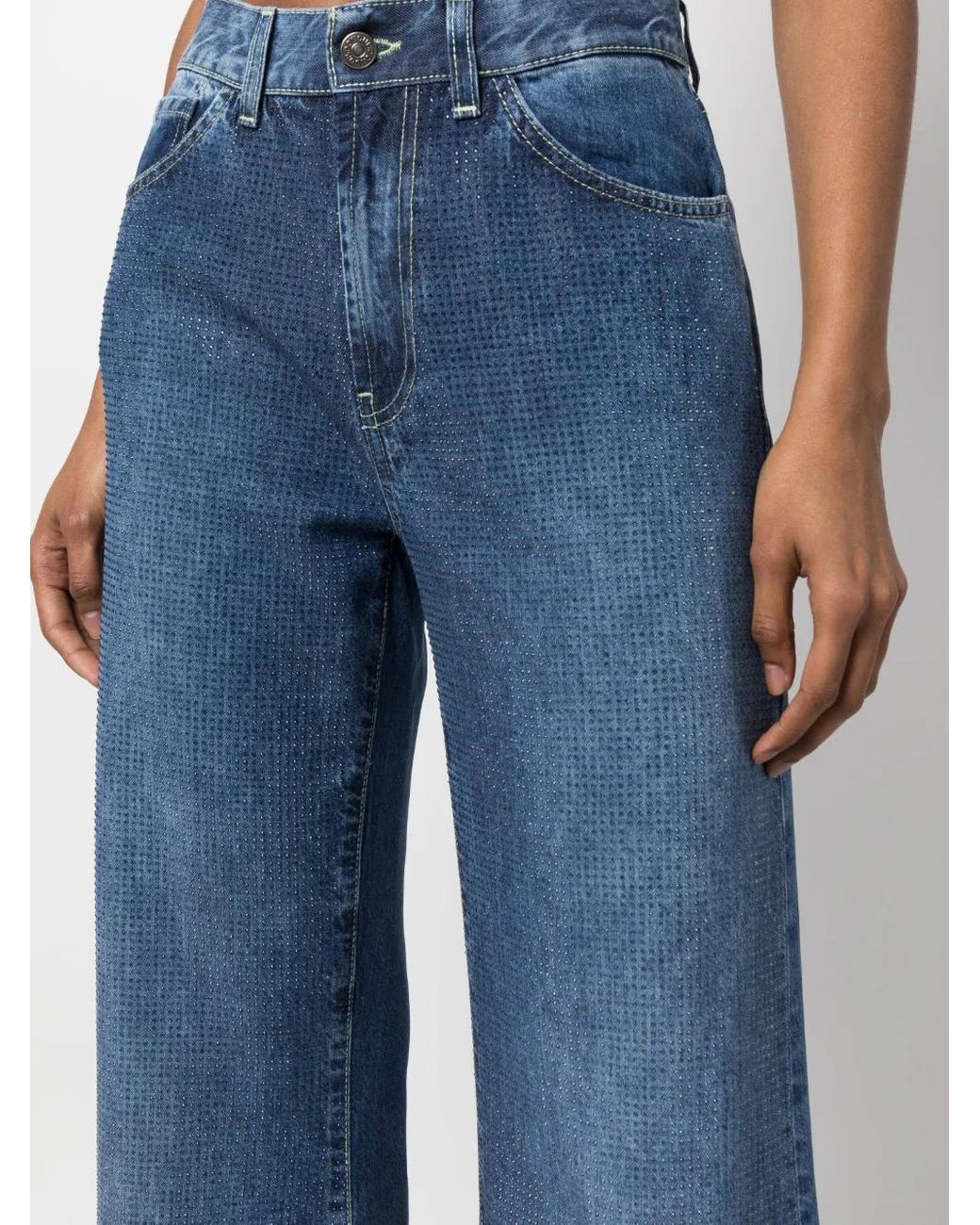 Dondup Blue Amber Low-Rise Wide-Leg Jeans