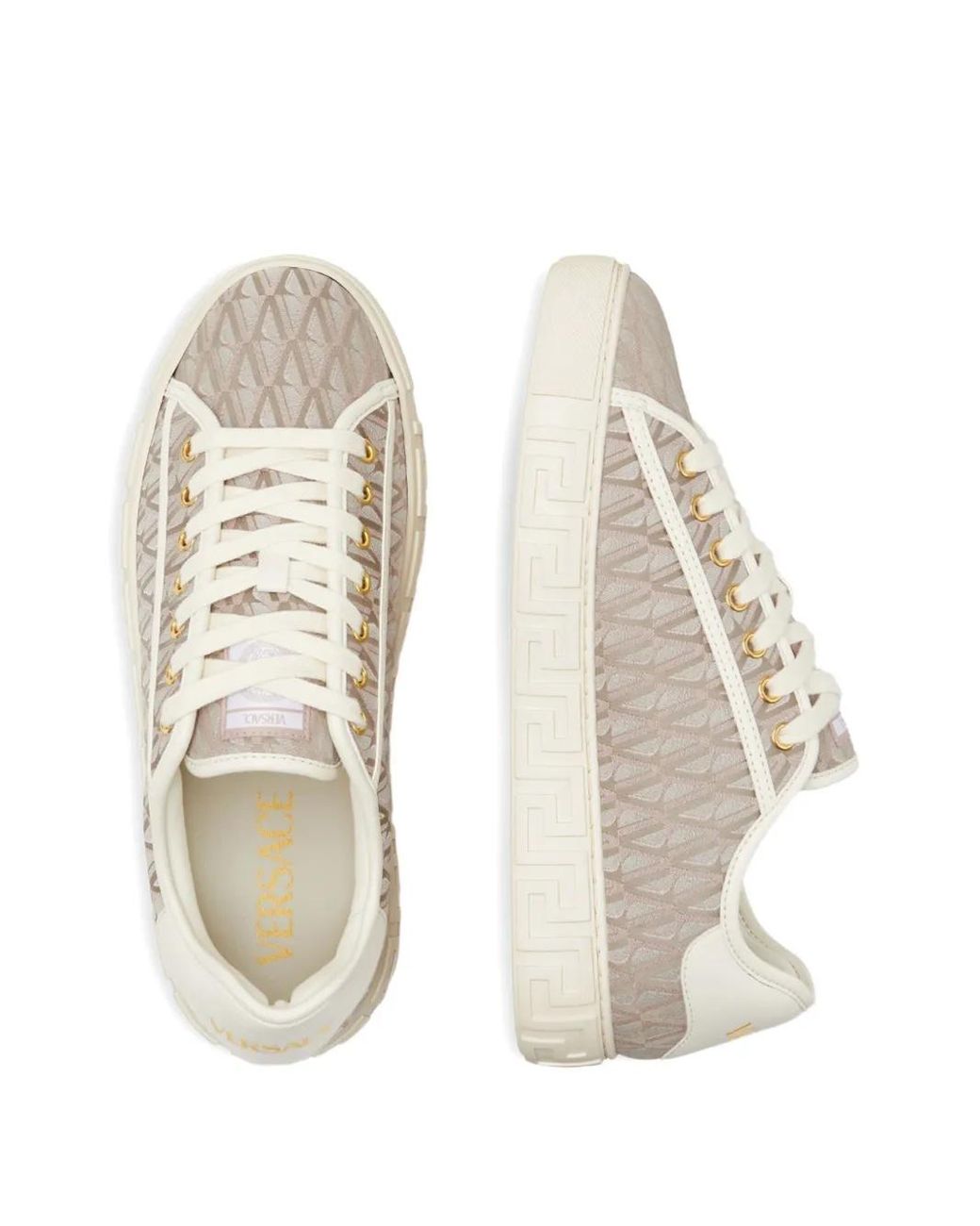 Versace White Greca-Pattern Sneakers