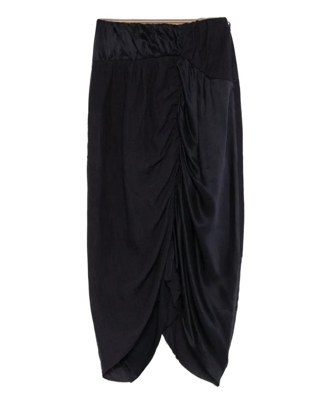 Ziggy Chen Black Ruched Midi Skirt