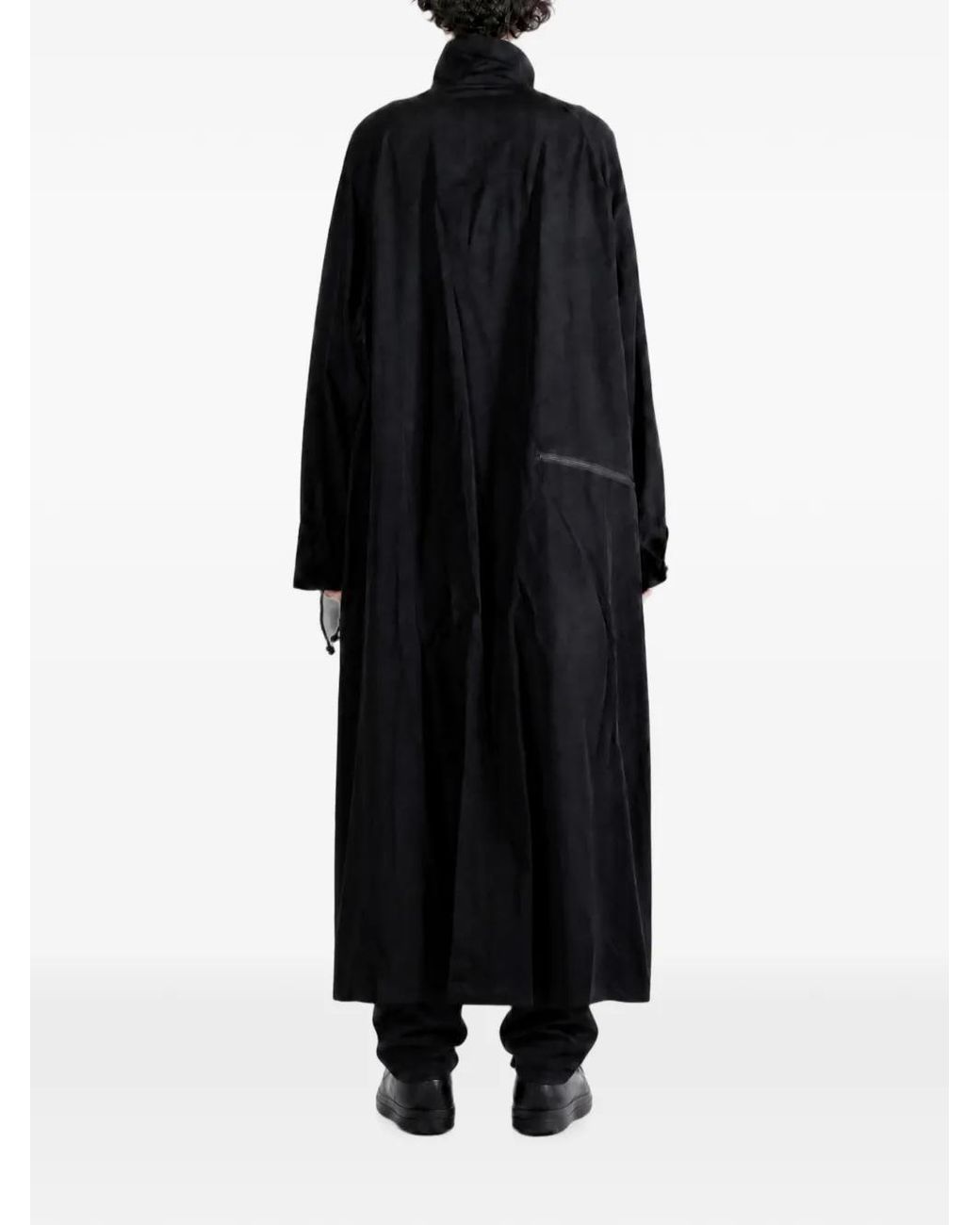 Yohji Yamamoto Black High-Neck Zip-Detail Coat for men