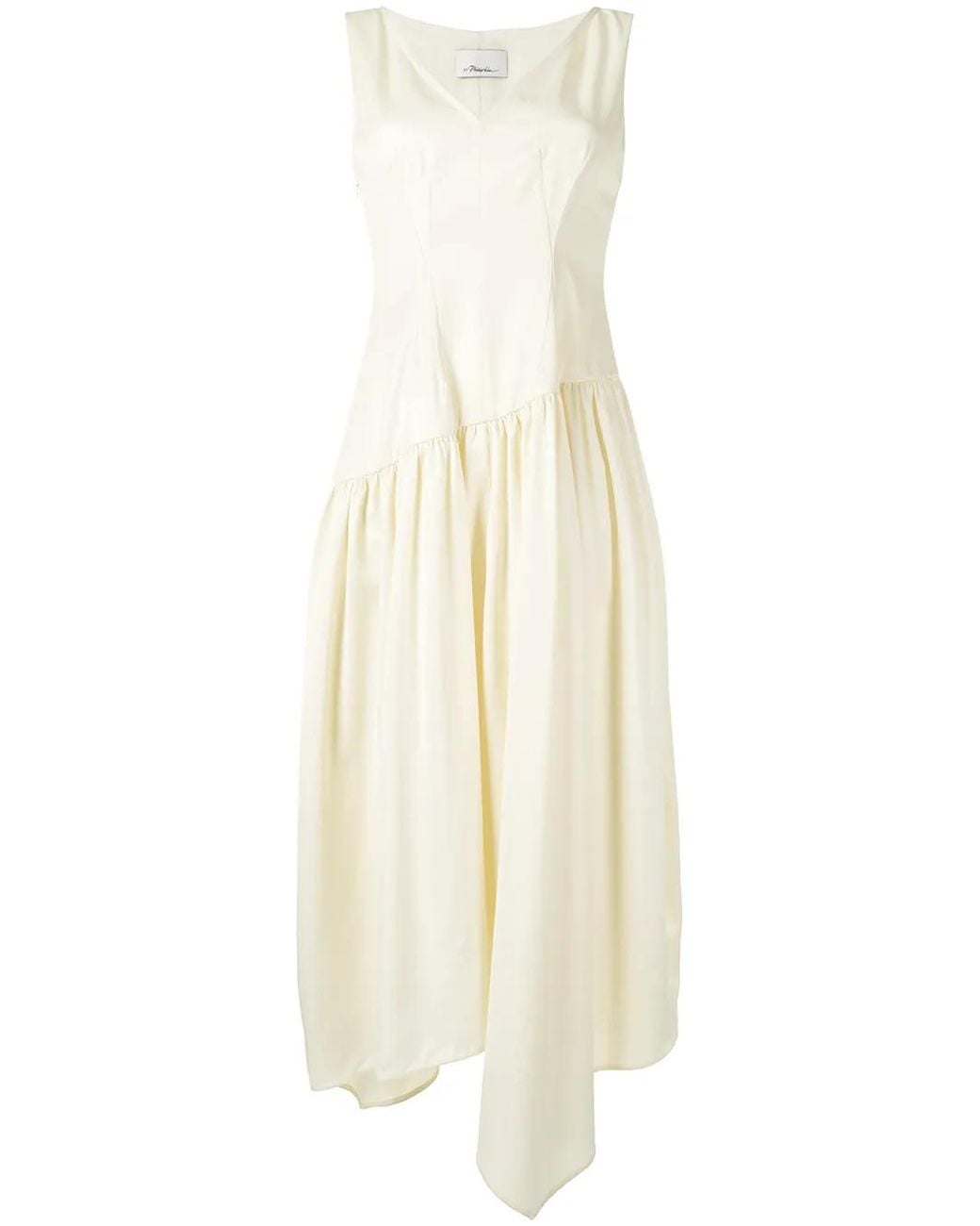 3.1 Phillip Lim White Asymmetric-Hem V-Neck Dress