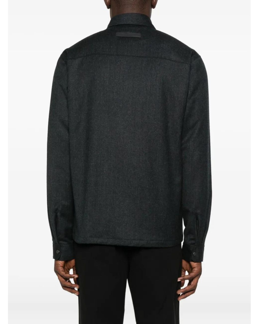 Zegna Black Buttoned Pocket Shirt for men