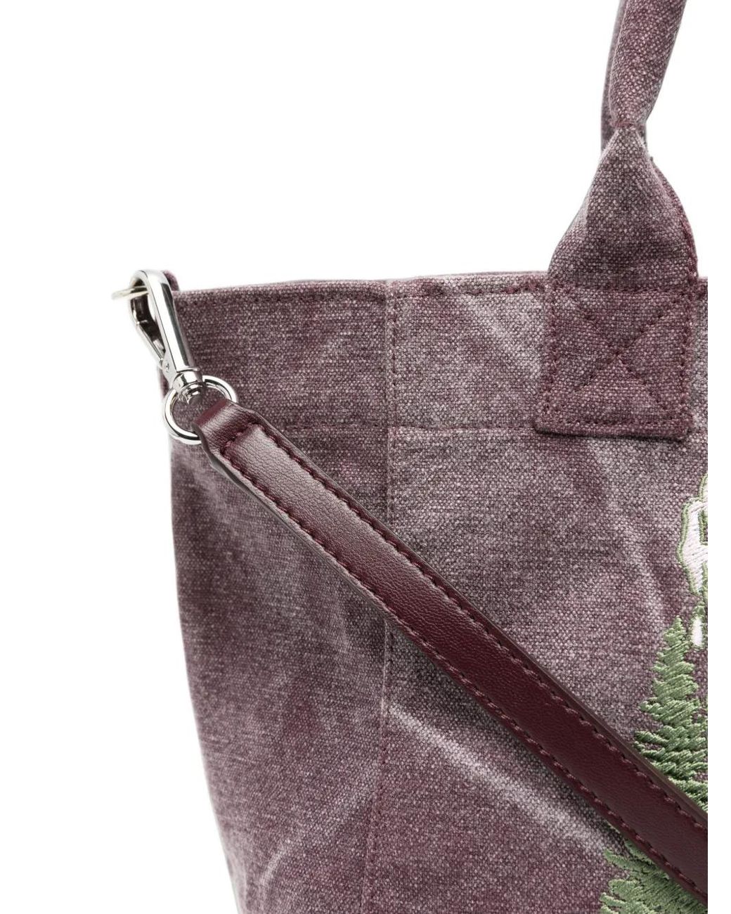 Ganni Purple Graphic-Print Cotton Tote Bag