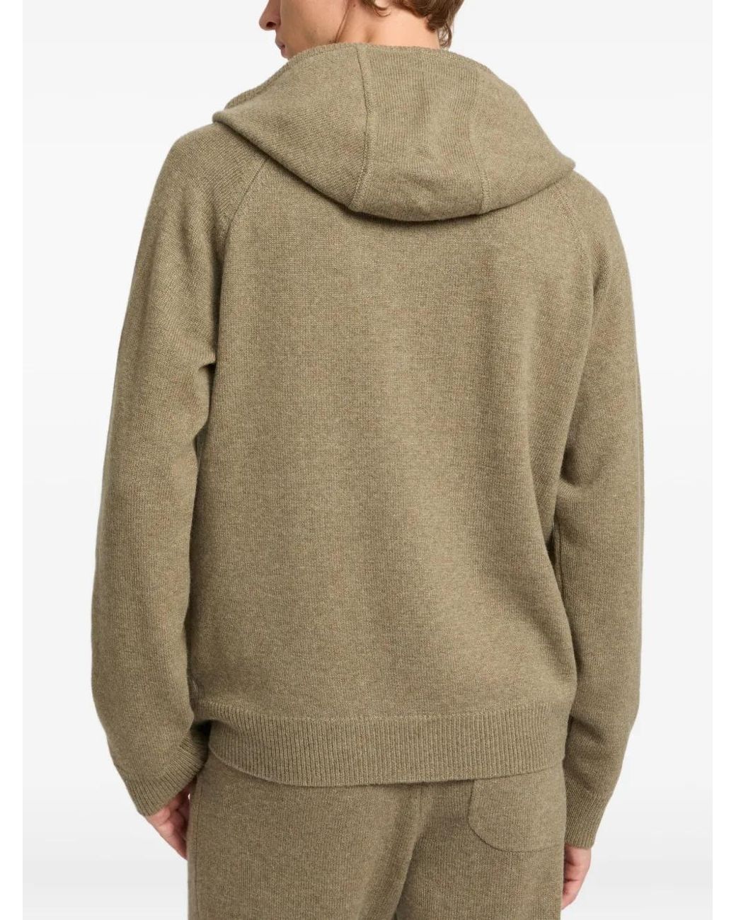 Yves Salomon Green Knitted Hoodie for men