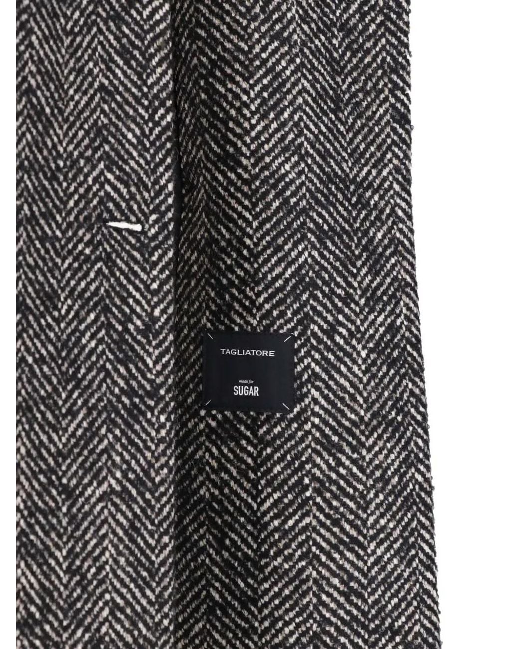Tagliatore Gray Herringbone-Pattern Double-Breasted Coat
