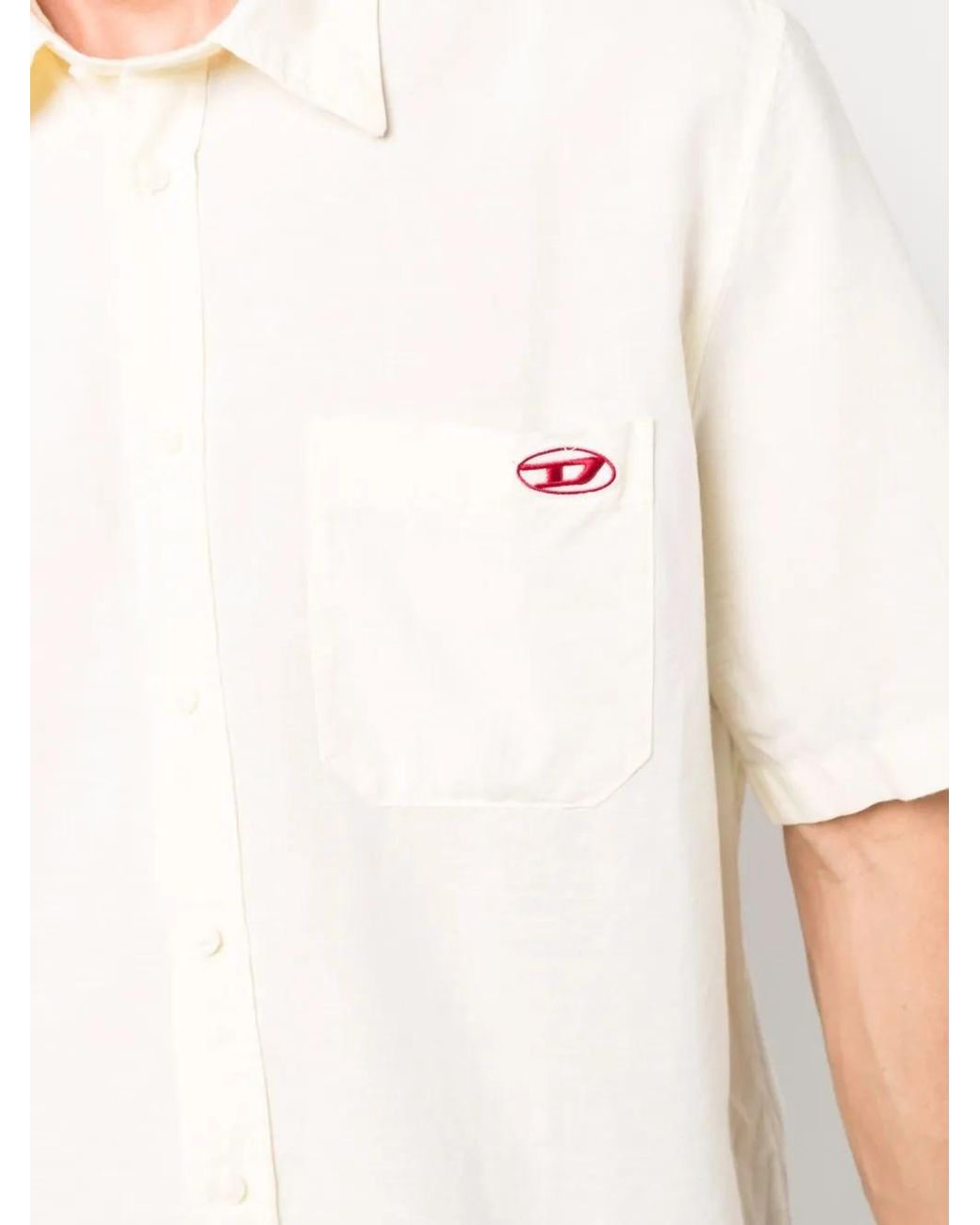 DIESEL White Logo-Patch Short-Sleeve Shirt for men