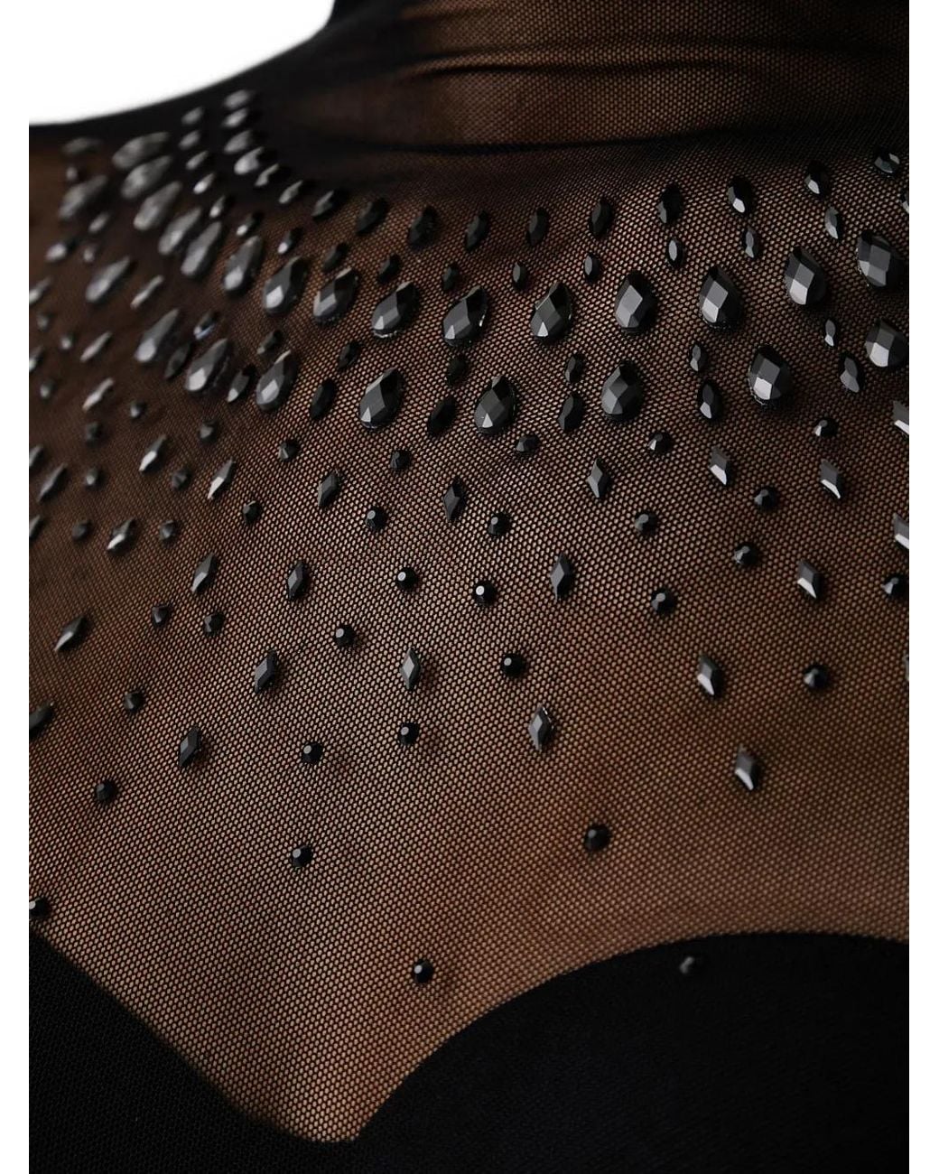 Silvian Heach Black Crystal-Embellished Mesh Top
