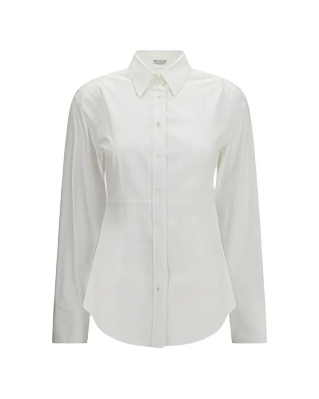 Brunello Cucinelli White Pointed-Collar Elongated-Cuff Shirt