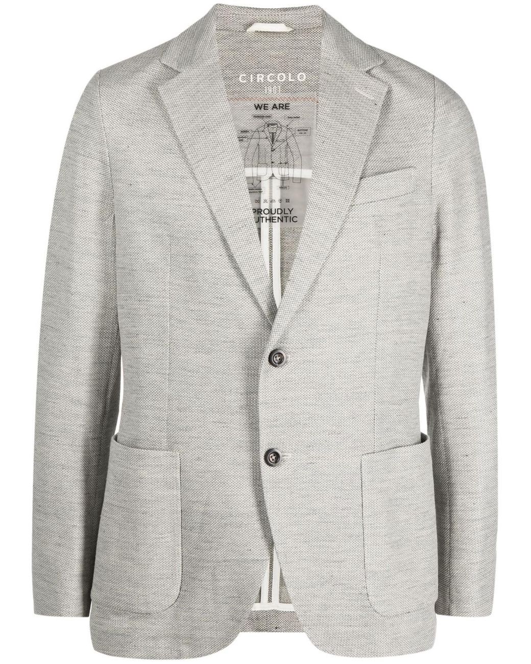 Circolo 1901 Piqué Weave Linen-blend Blazer in Gray for Men | Lyst