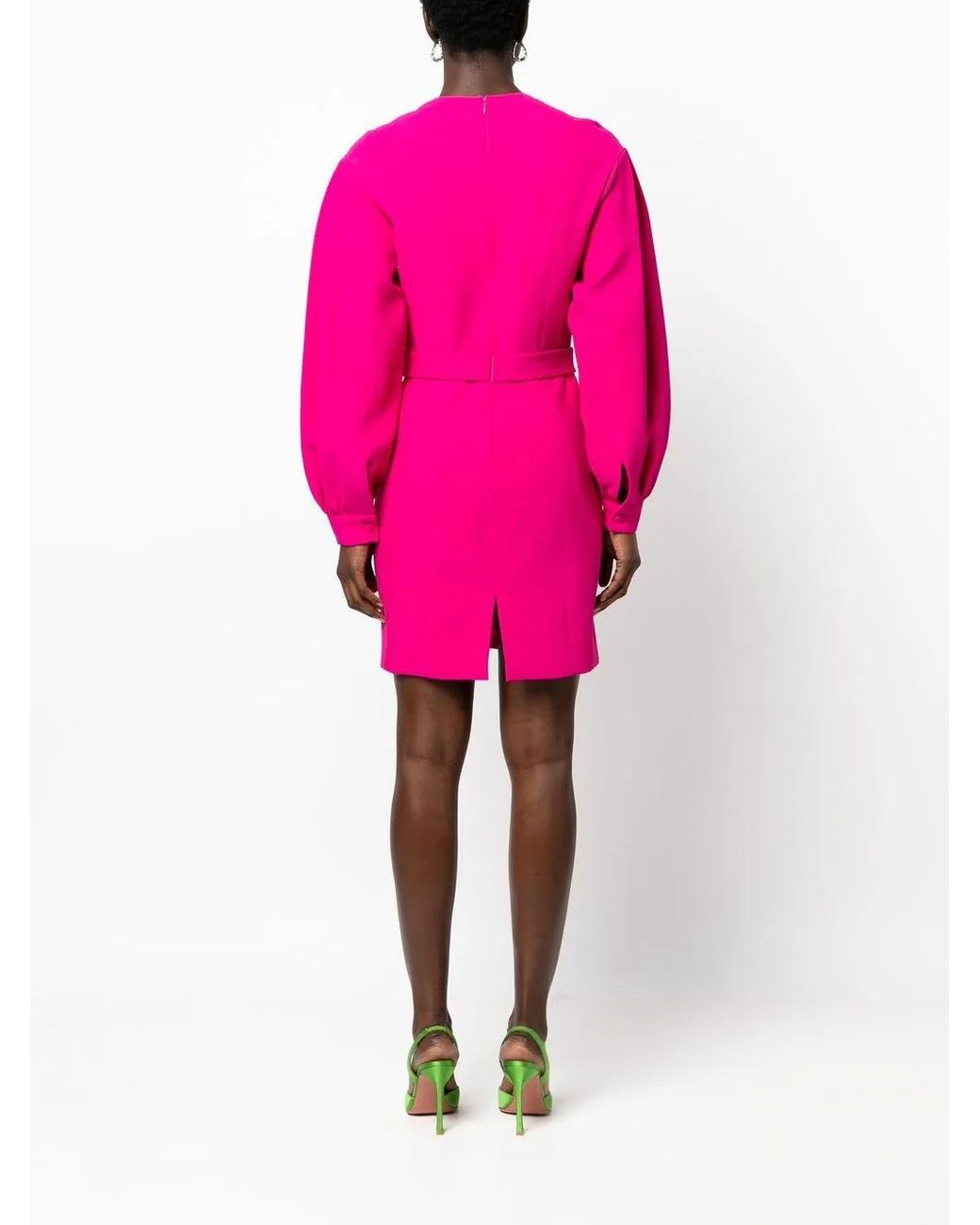 Giovanni bedin Pink Balloon-Sleeved Fitted Dress