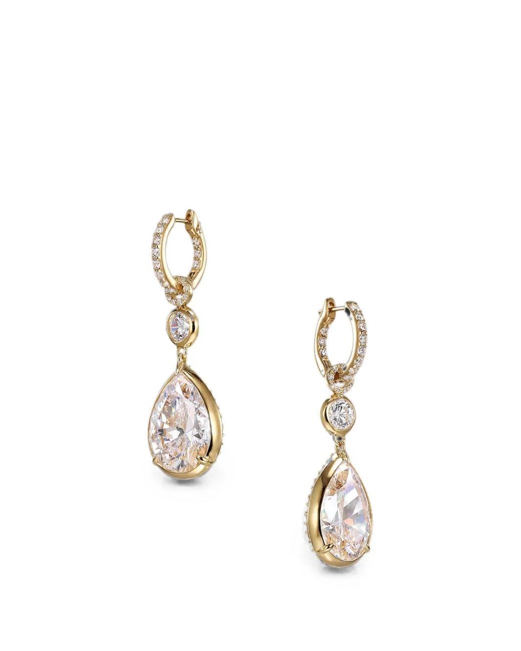 Anabela Chan White Large Pear-Pendant Diamond Earrings