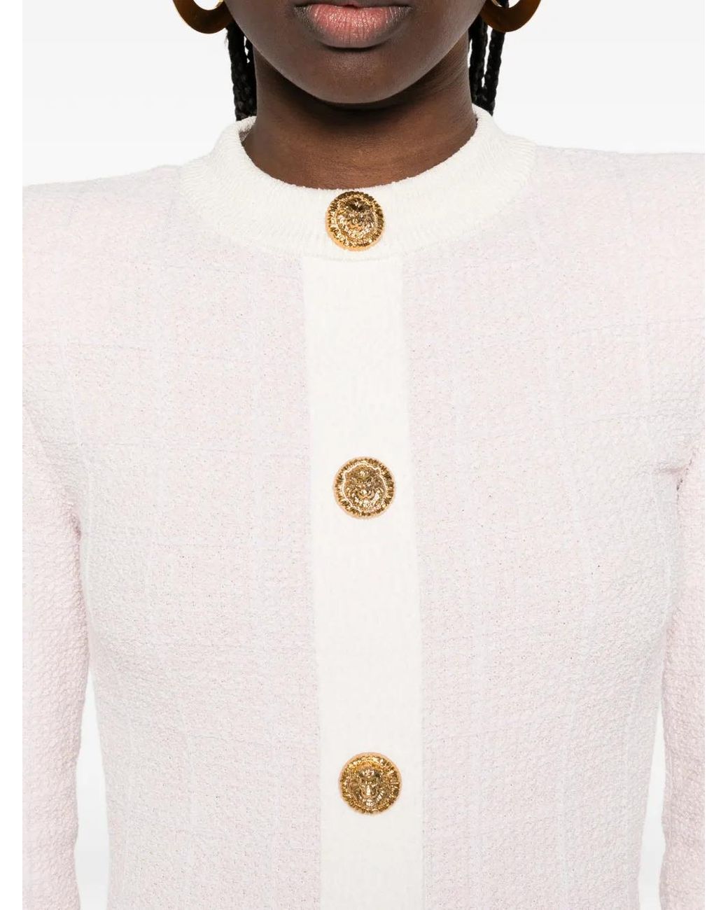 Vestido Corto Con Botones Balmain de color White