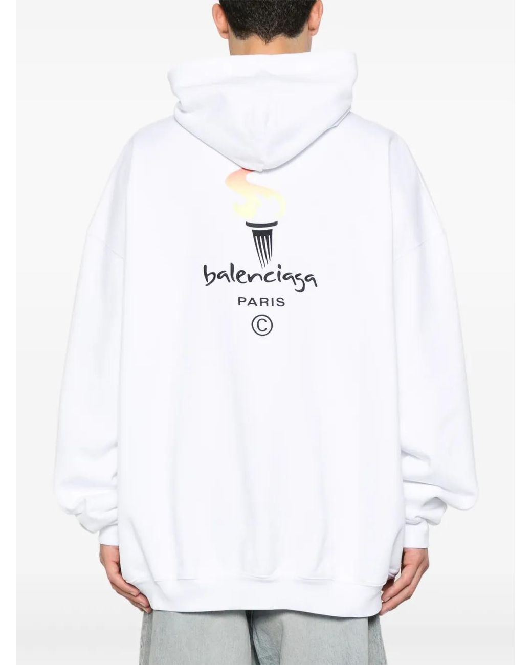 Balenciaga White Paris Olympics Hoodie for men
