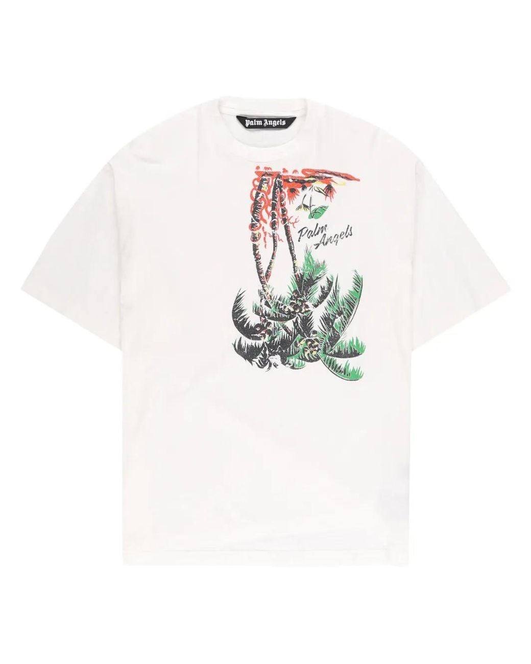 Palm Angels White Upside Down Palm T-shirt for men