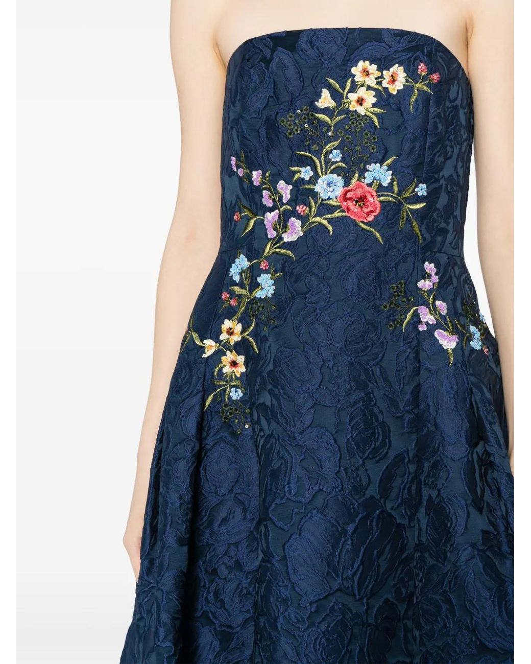 Sachin & Babi Blue Belle Floral-Embroidered Maxi Dress