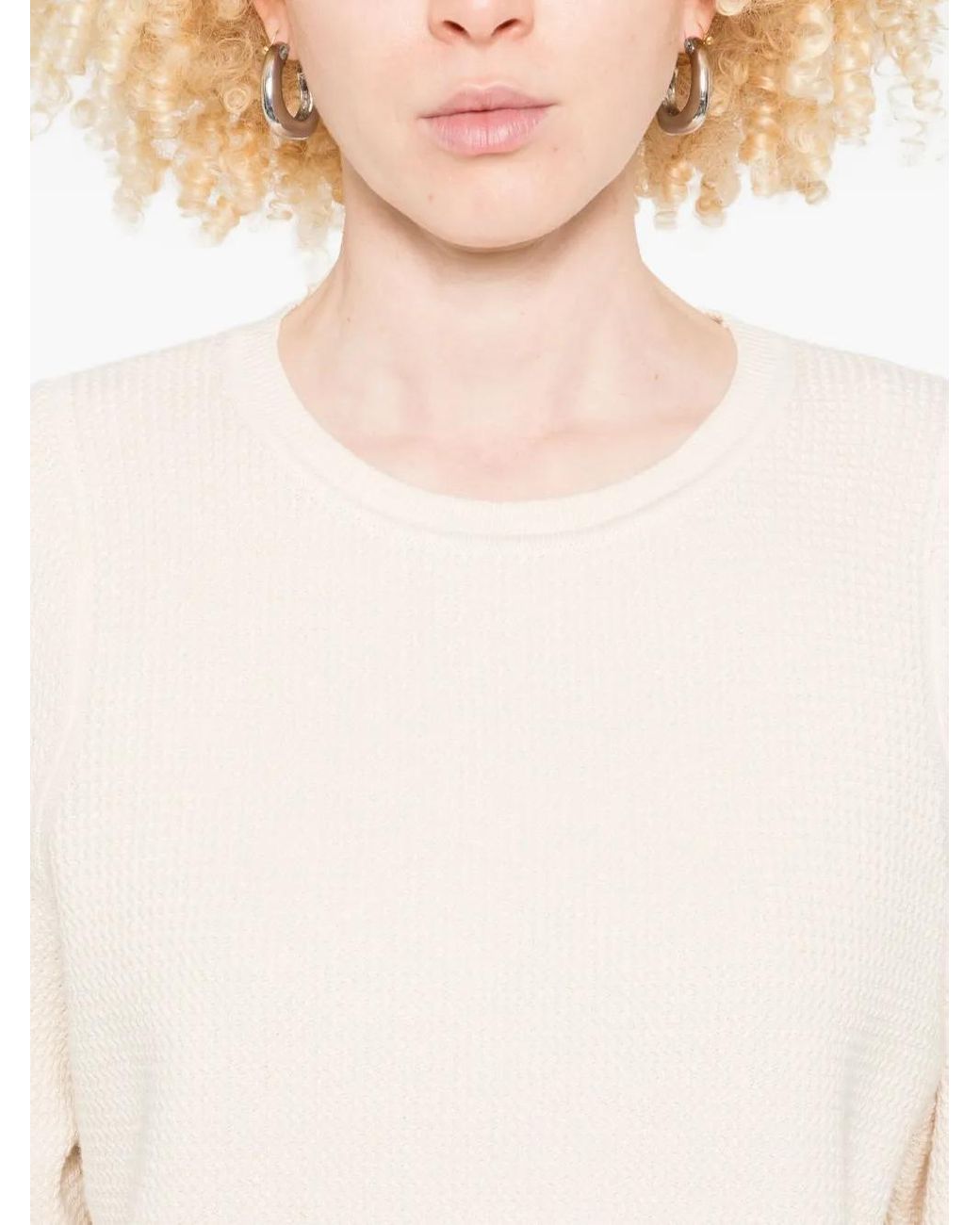 Marc O' Polo White Ribbed Crew-Neck Sweater