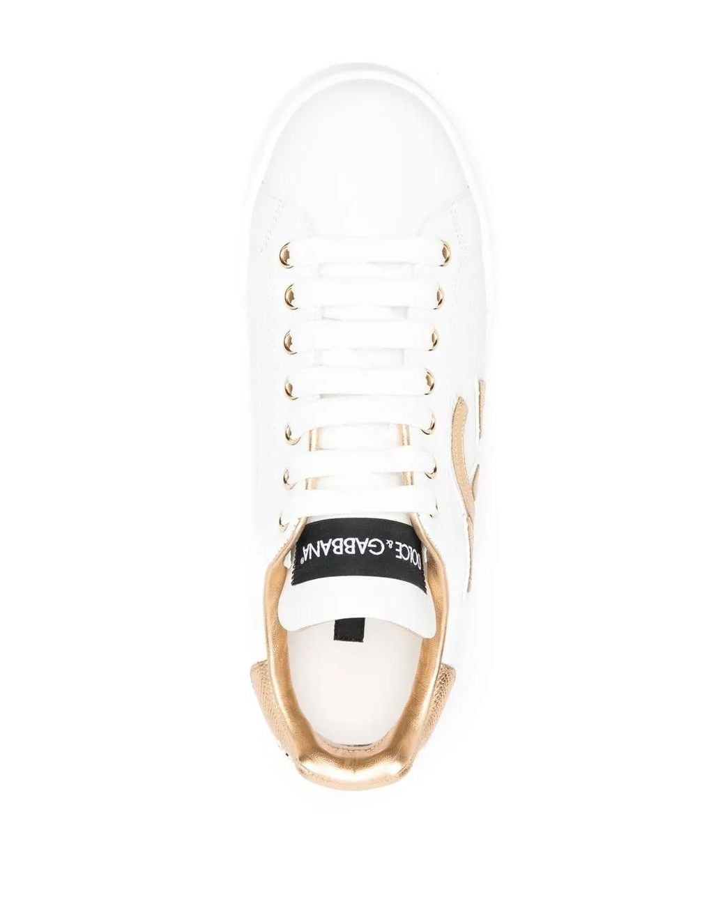 Dolce & Gabbana White Luxe Lace-Up Sneaker With Dg Logo