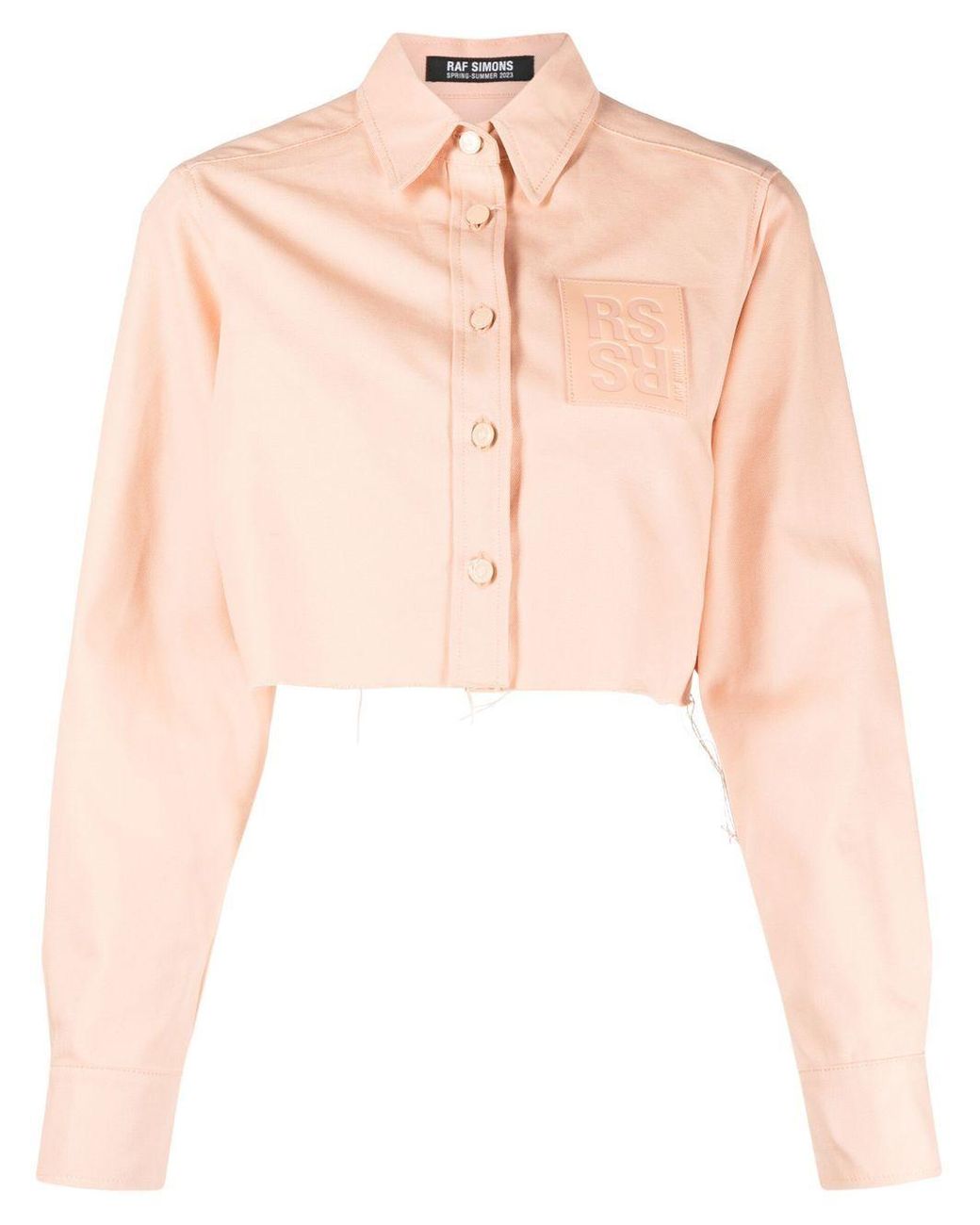 Raf Simons Logo-patch Cropped Jacket in Pink | Lyst