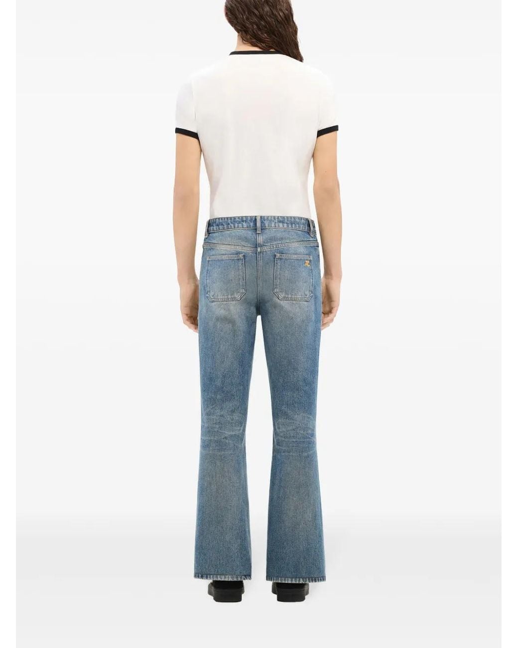 Courreges Blue Mid-Rise Bootcut Jeans for men