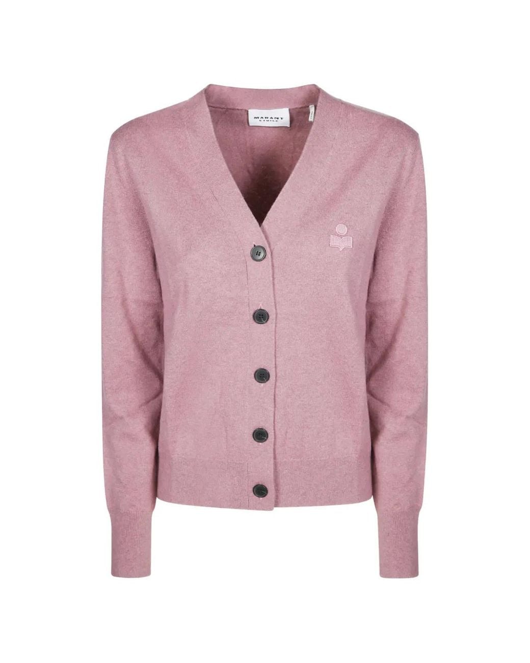 Isabel Marant Pink Logo-Embroidered V-Neck Cardigan