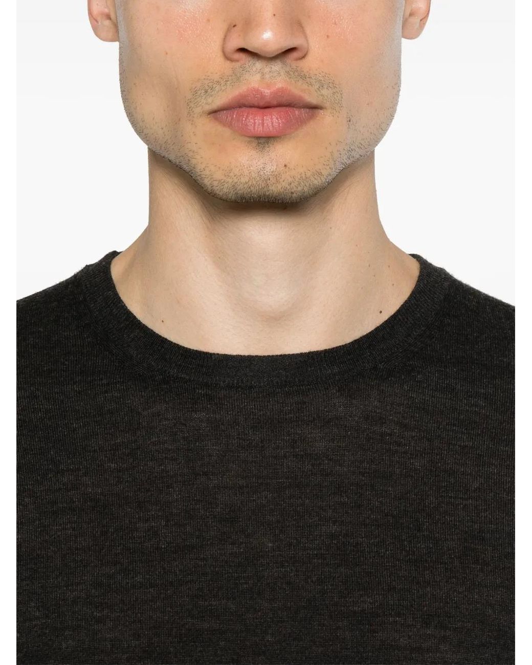 Kangra Black Fine-Knit T-Shirt for men