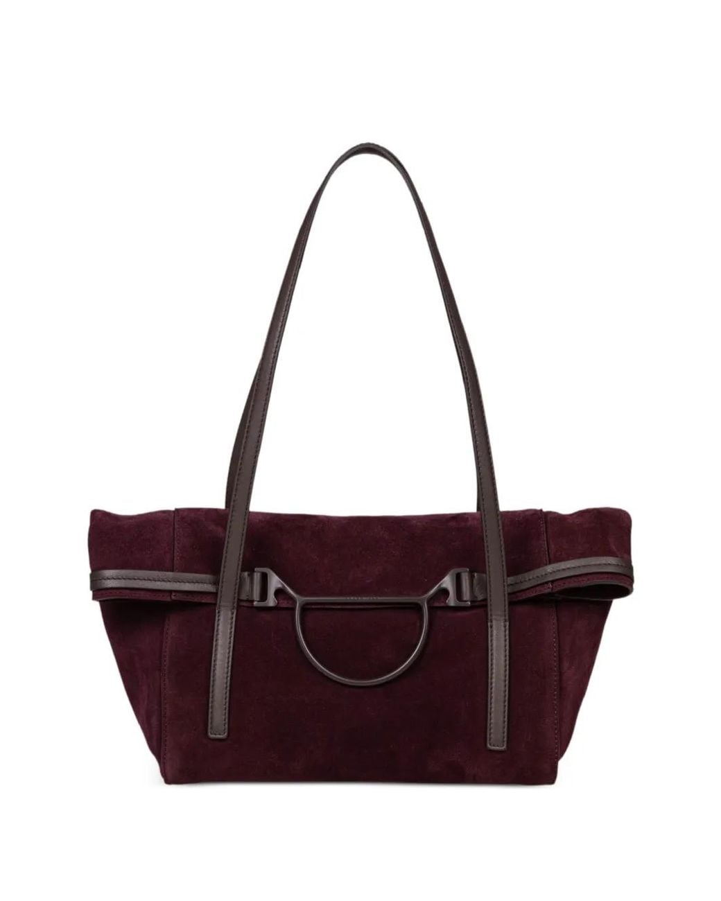Borbonese Purple Large Shopping Suede Tote Bag
