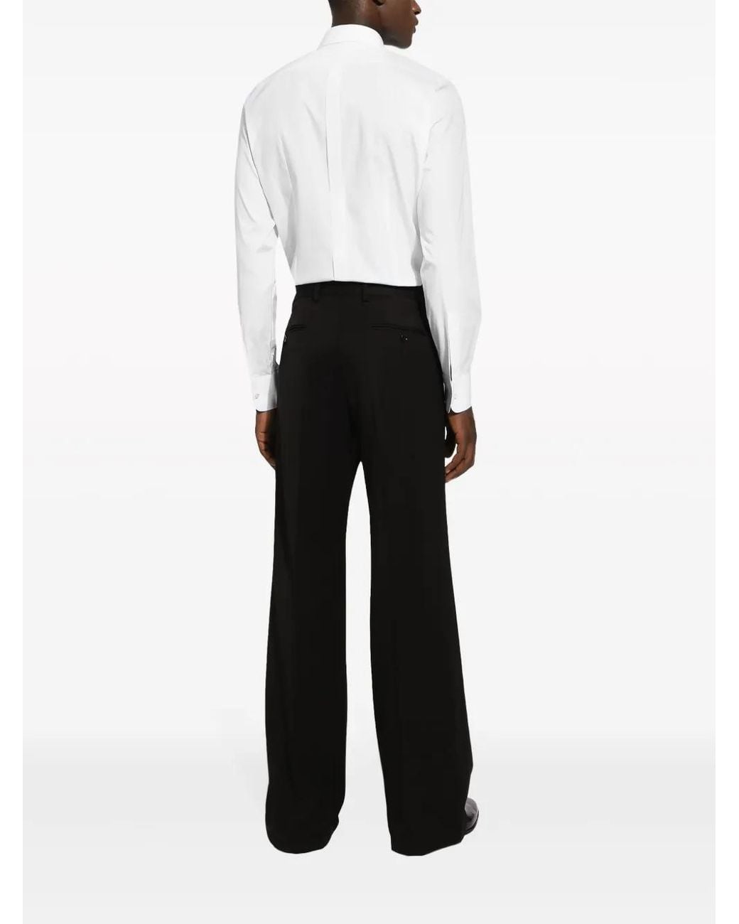 Dolce & Gabbana White Rhinestone-Embellished Cotton Shirt for men