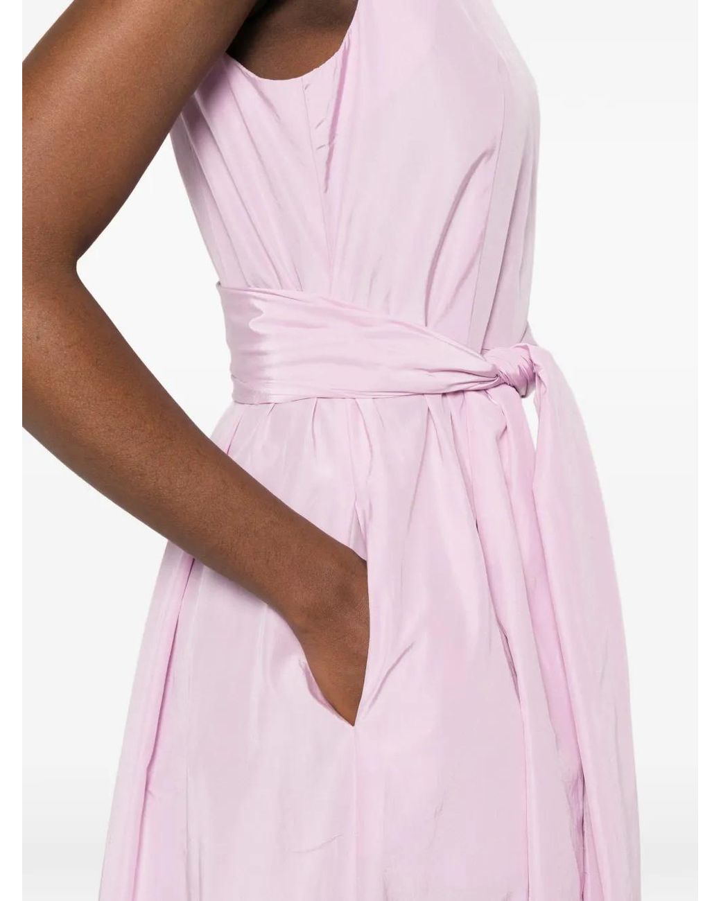 ROSSO35 Pink Belted Sleeveless Midi Dress