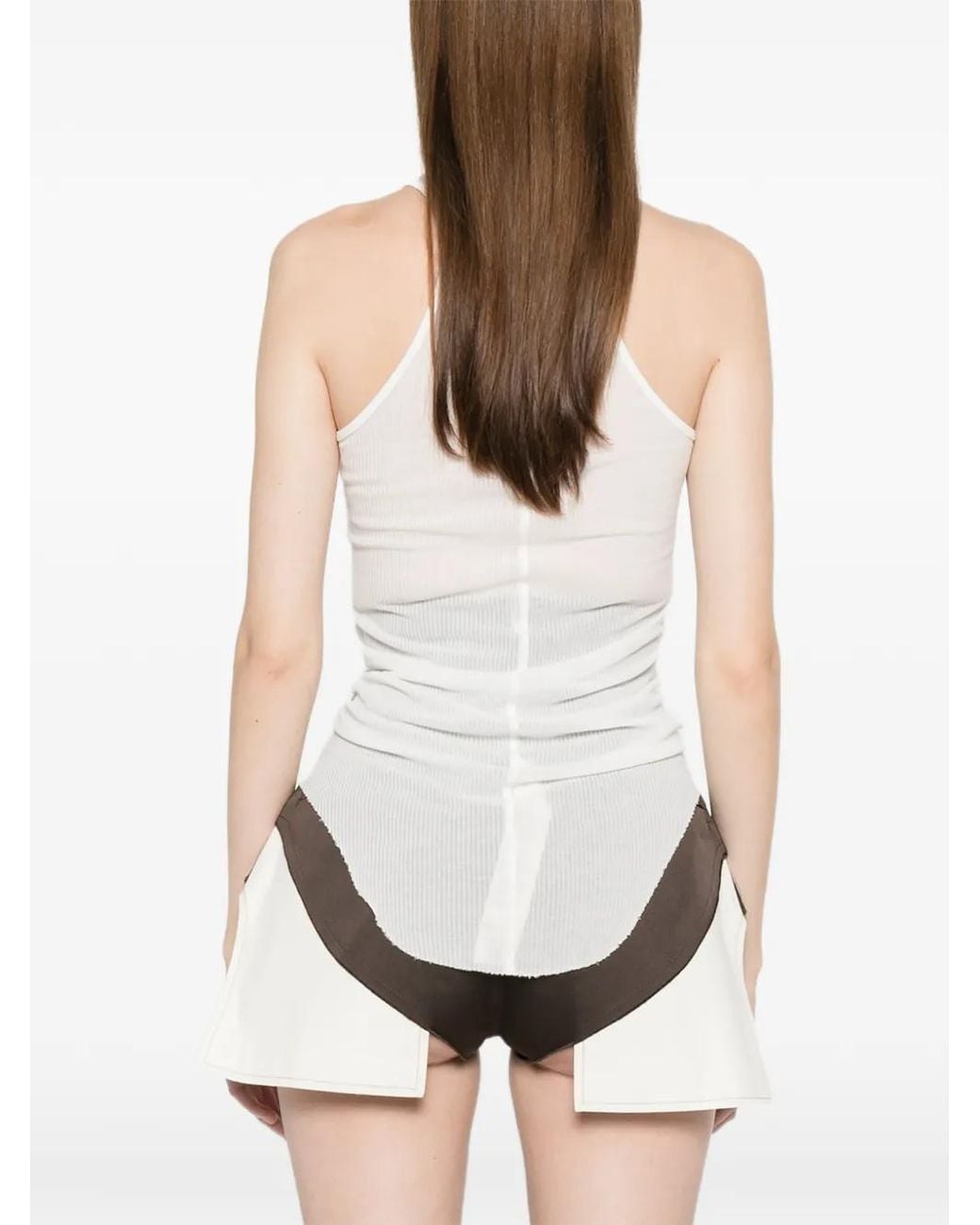 Rick Owens White Raw-Cut Ribbed Knit Tank Top