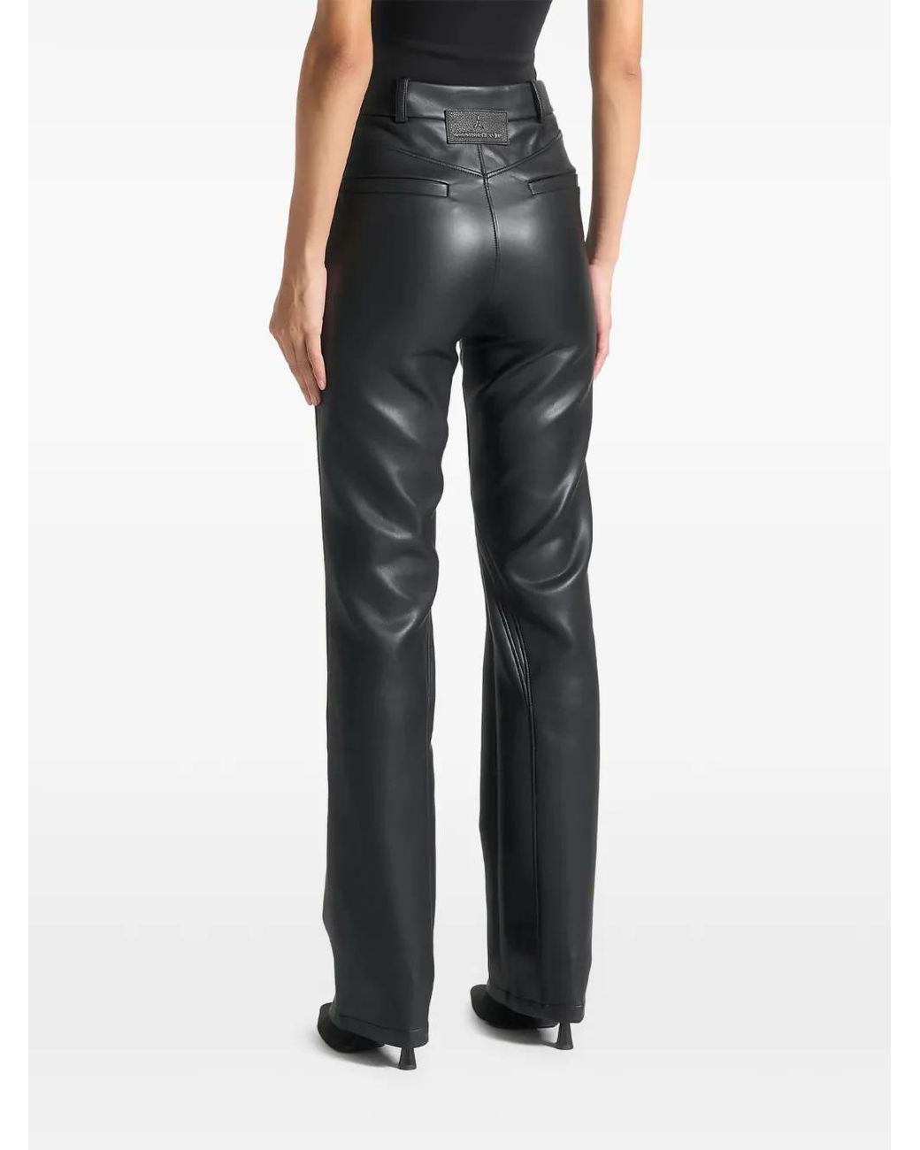 Manière De Voir Black Leather Biker Trousers