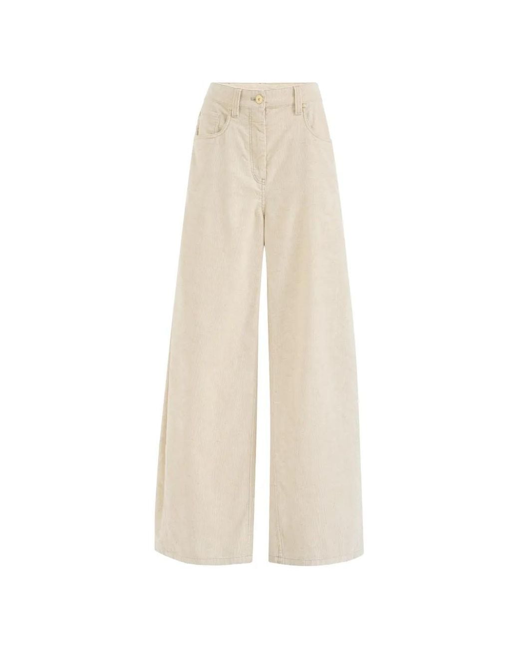 Brunello Cucinelli White Corduroy Wide-Leg Trousers
