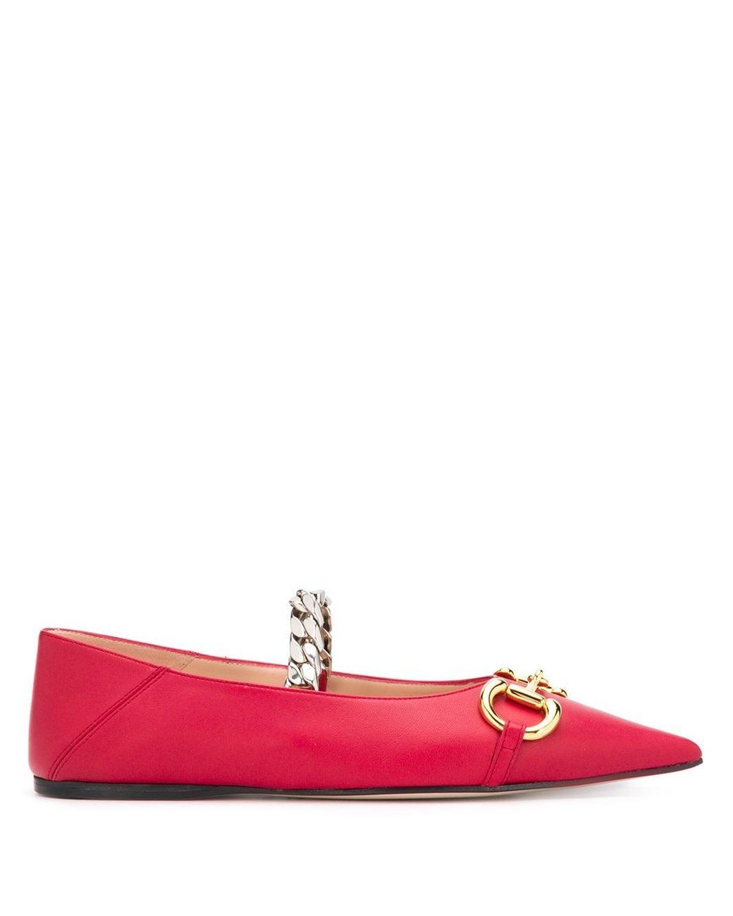 gucci deva ballet flats with chain and horsebit