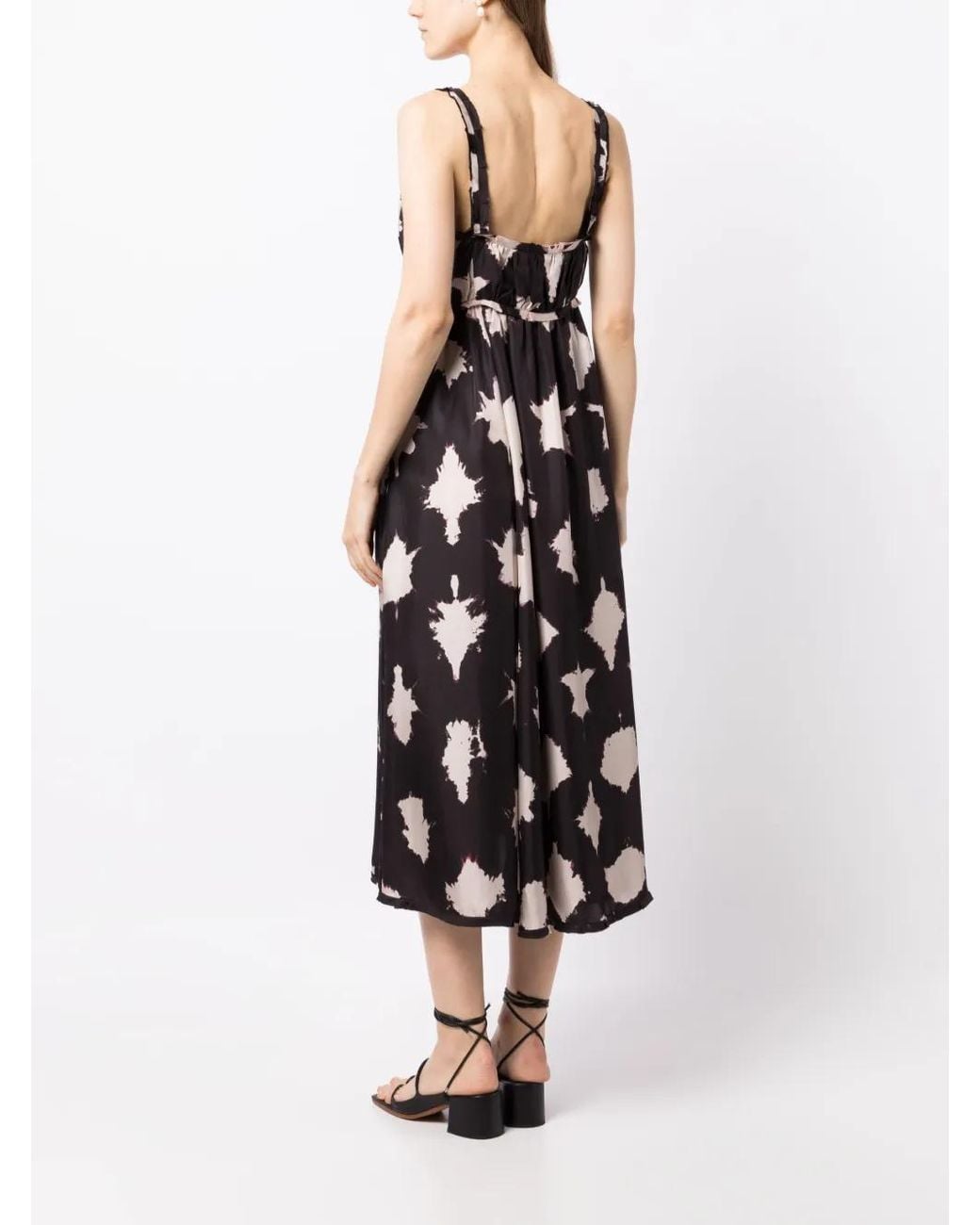 Ulla Johnson Black Abstract-Print Silk Midi Dress