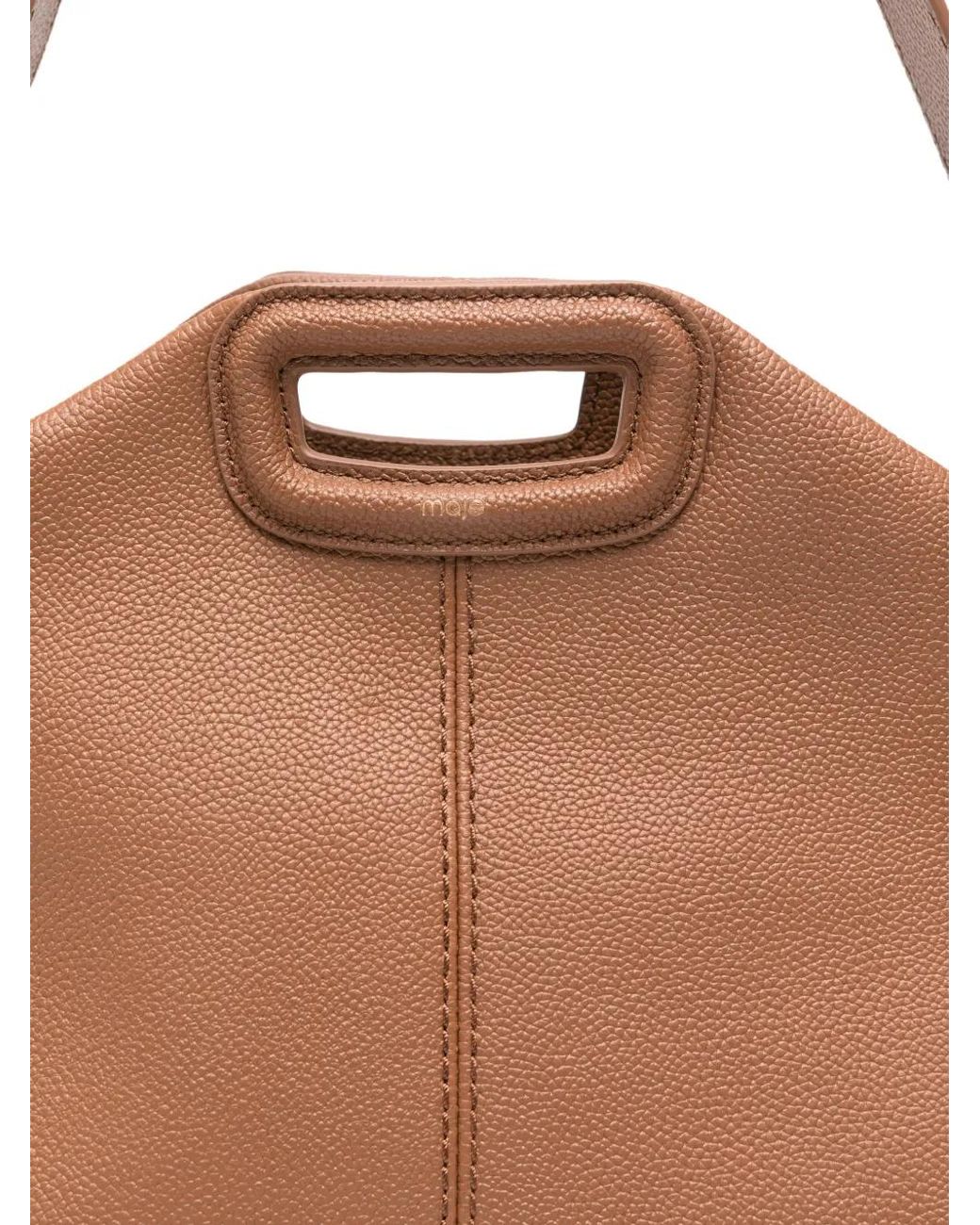 Bolso Shopper De Piel Con Flecos Maje de color Brown
