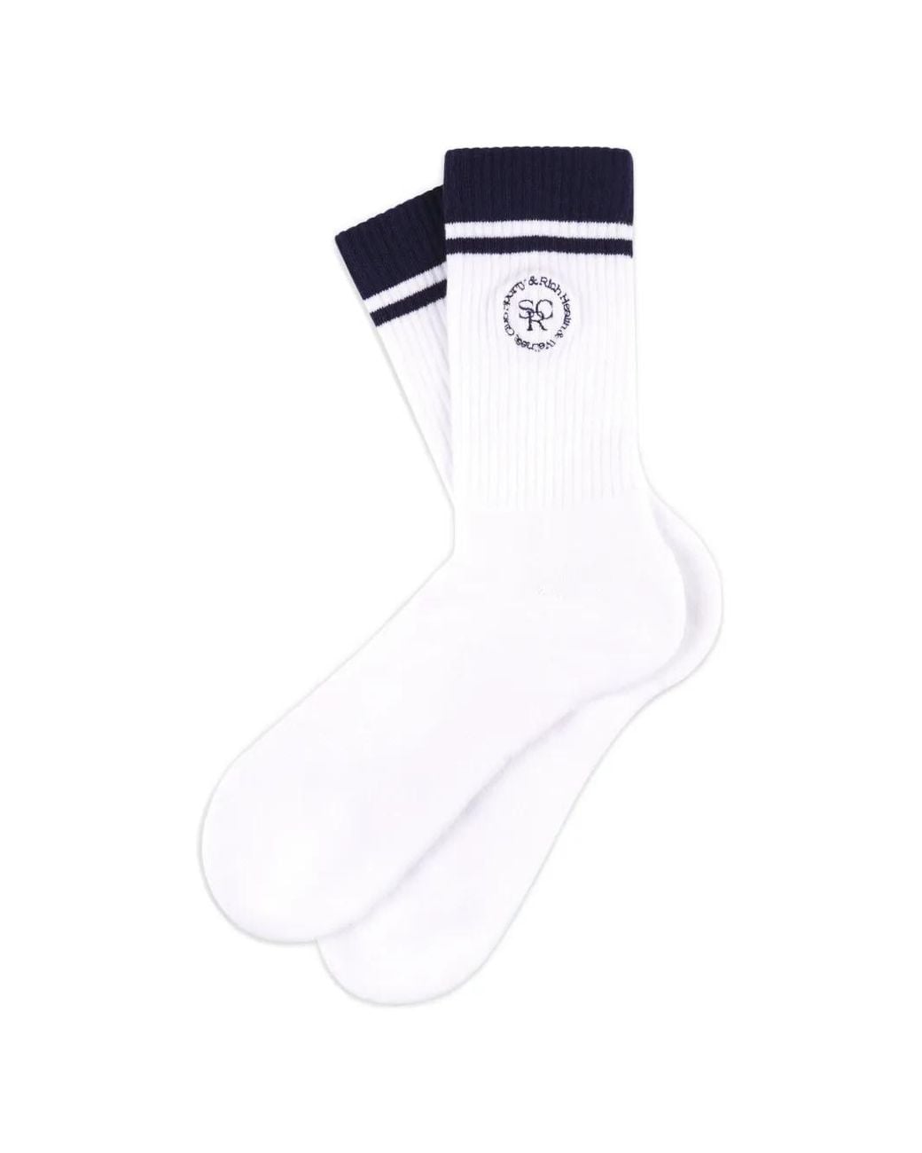 Sporty & Rich Blue Logo-Embroidered Ribbed-Knit Socks