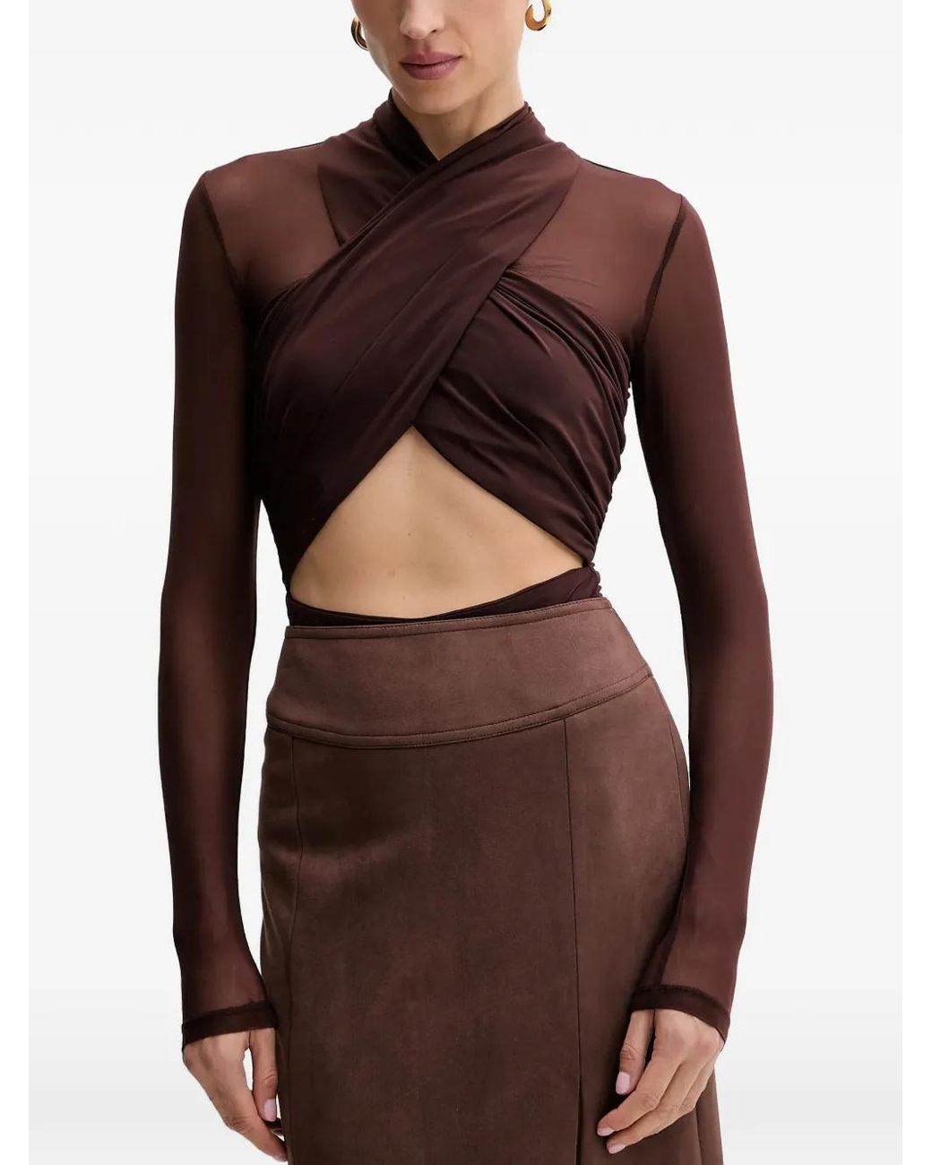 Bardot Brown Aliyah Cut-Out Bodysuit