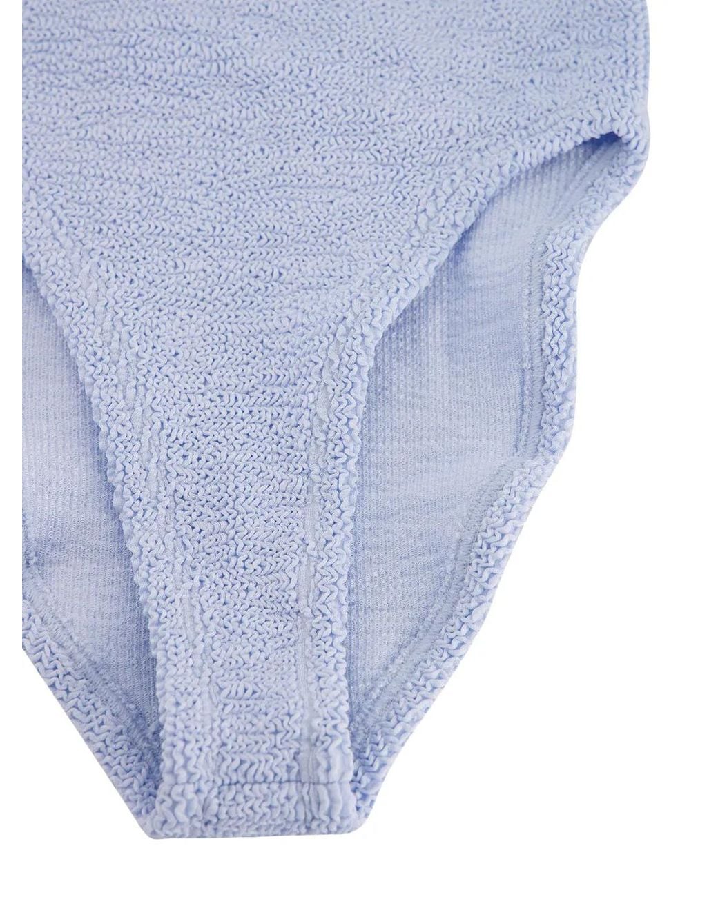 Hunza G Blue Adriana Beaded Crinkle Swimsuit