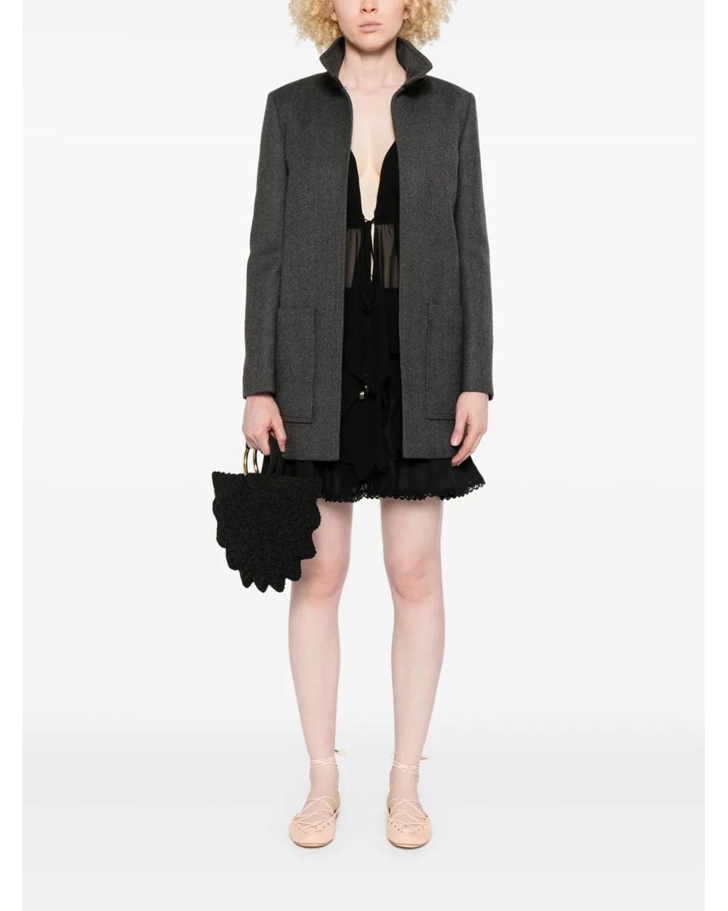 Chloé Black Zip-Up Oversize Coat