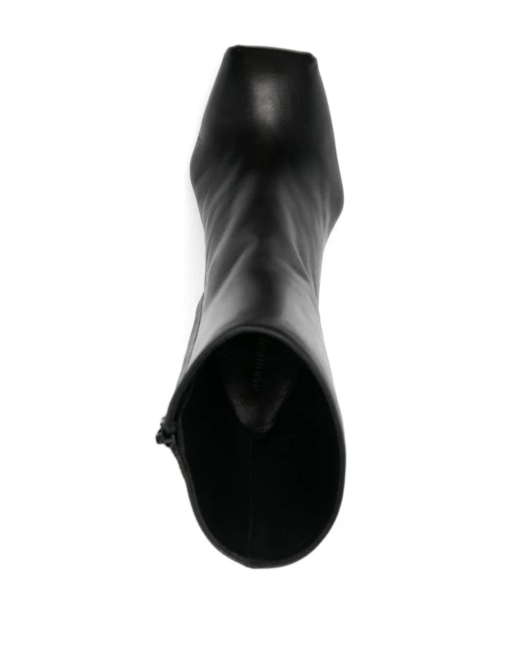 ALAINPAUL Black Leather Square Toe Heeled Boots