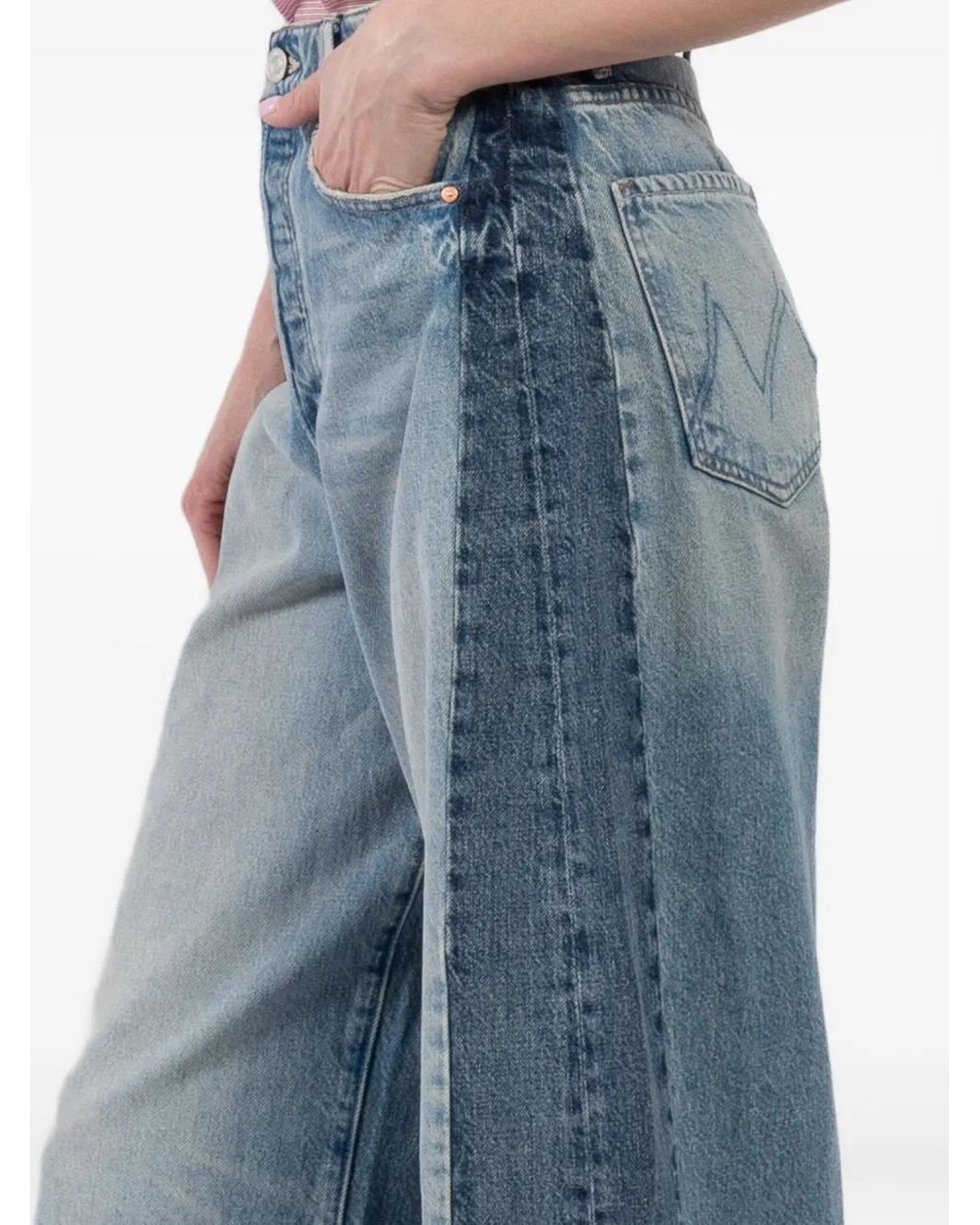 Mother Blue Patchwork Panel Jeans