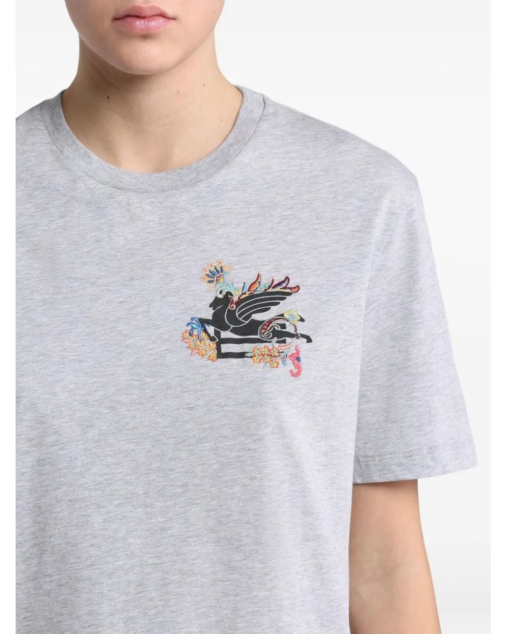 Etro Gray Pegaso-Motif T-Shirt