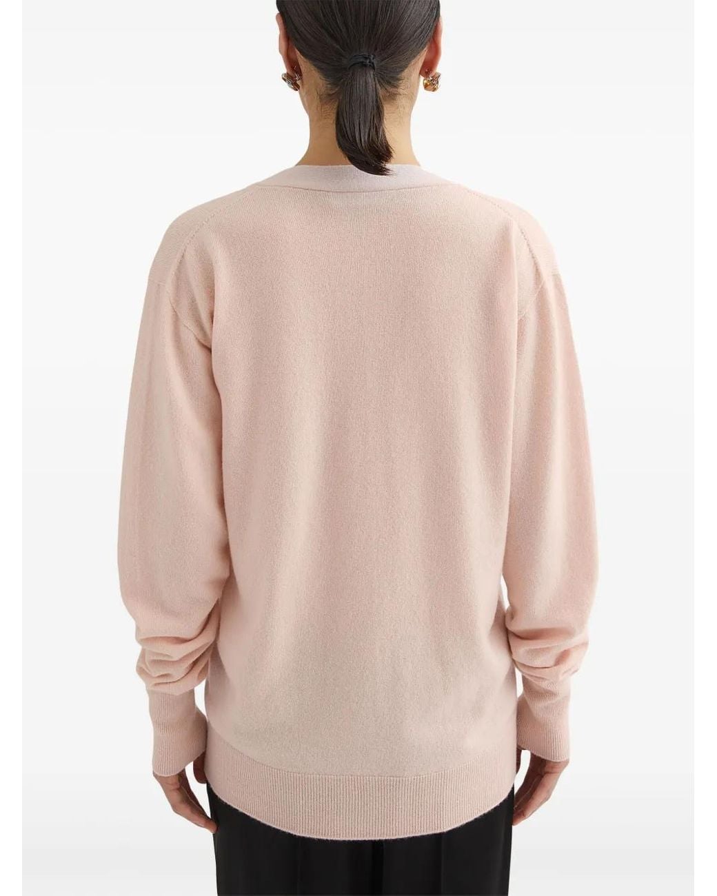 Jil Sander Natural Cashmere V-Neck Cardigan