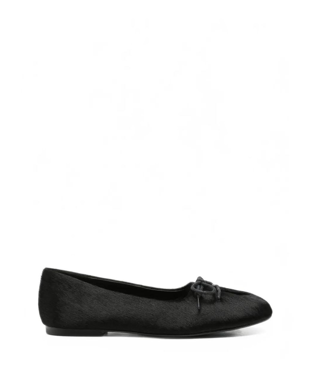 Bibi Lou Black Pao Bow-Detail Calf-Hair Ballet Flats