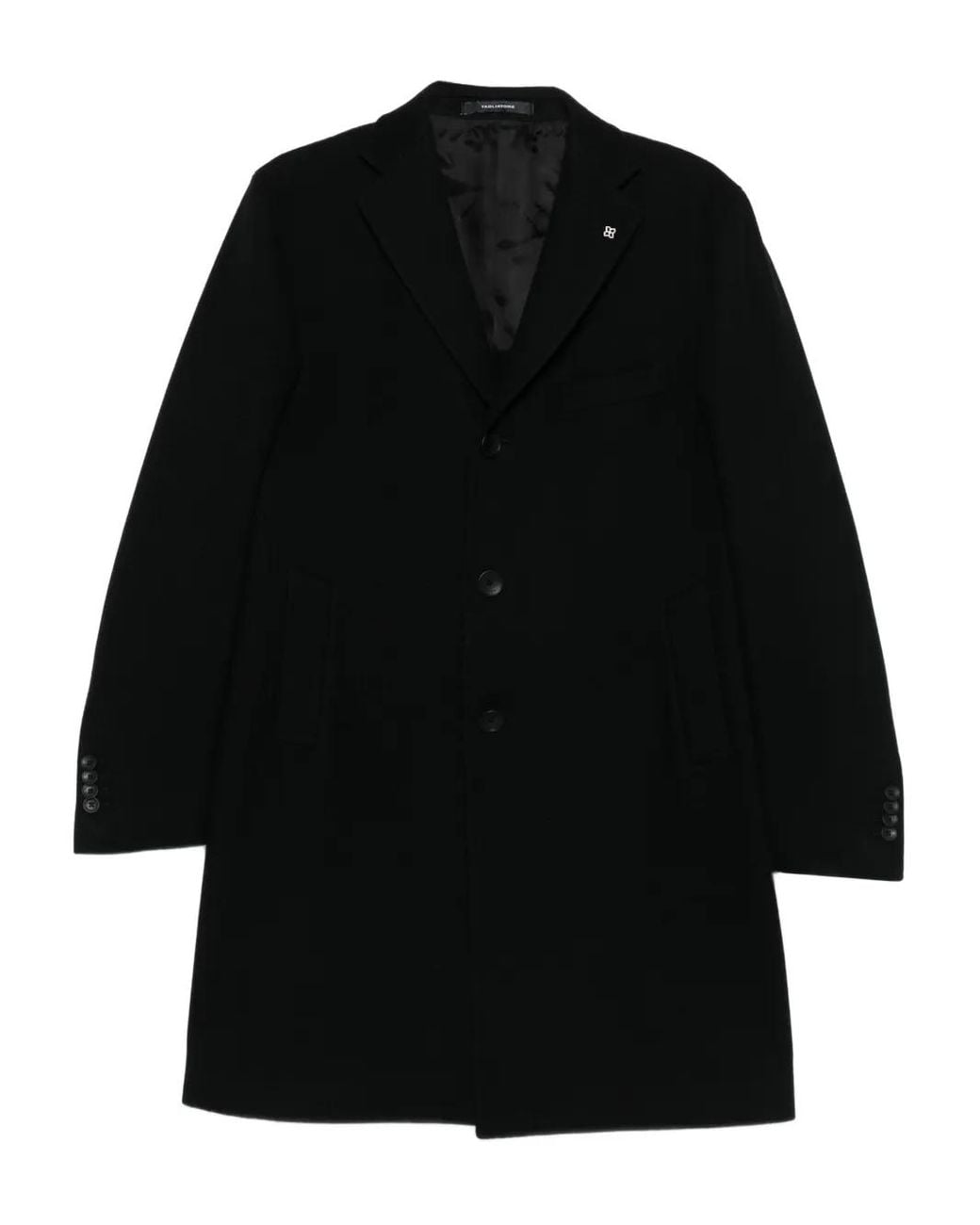 Tagliatore Black Single-Breasted Coat for men