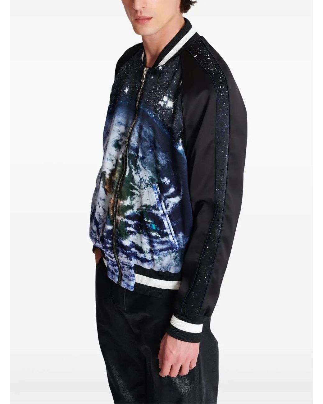 Balmain Blue Printed 'Bomber' Jacket for men