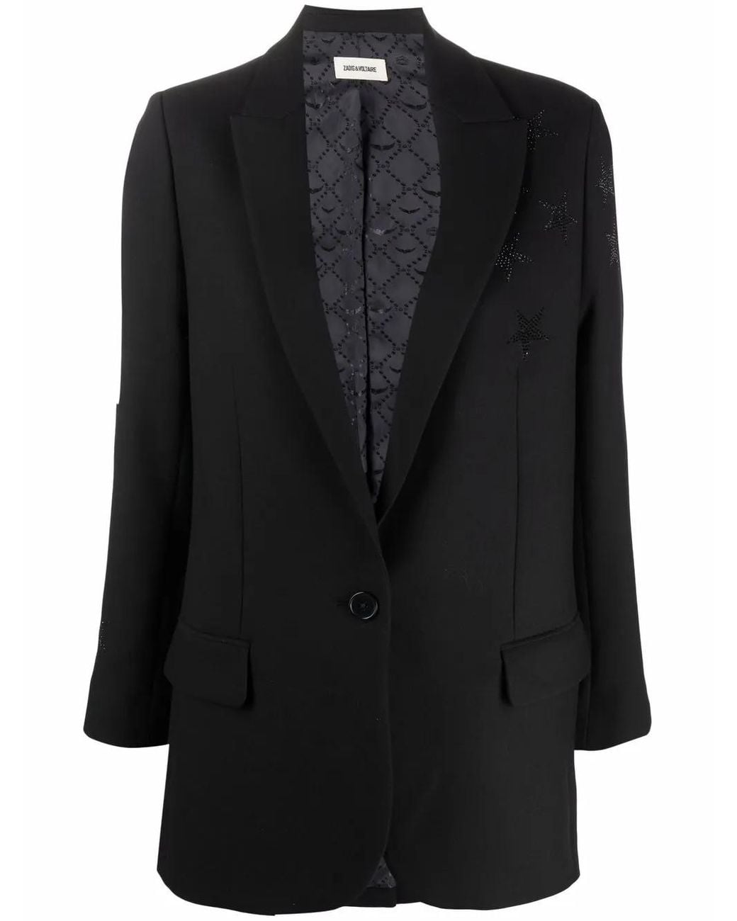 Zadig & Voltaire Black Viva Crystal-Star Blazer